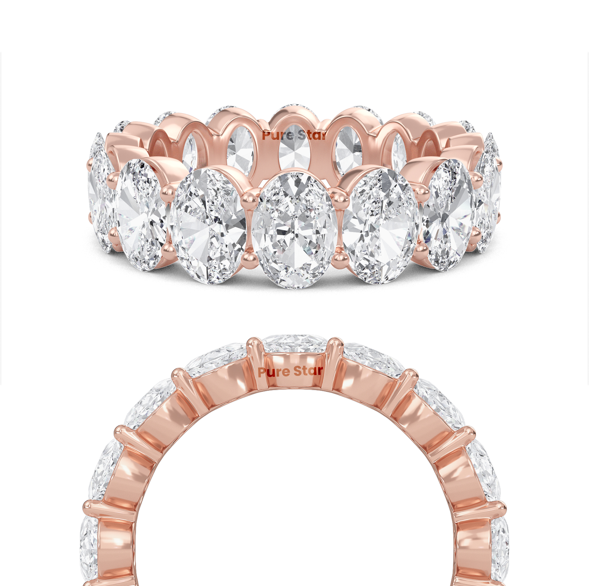 Susan Oval Lab Grown Eternity Band 5.80mm*4.15mm 18K Rose Gold-purestarjewelry