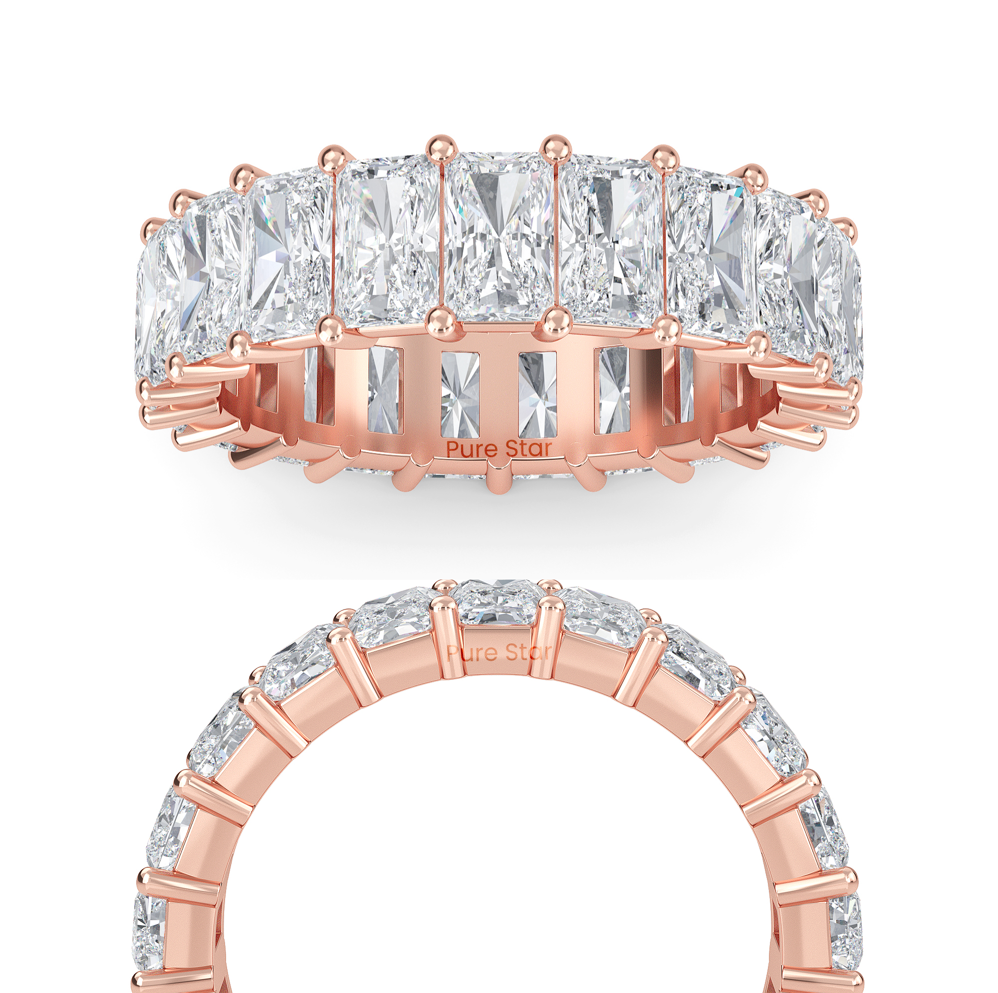 william Radiant Lab Grown  Eternity Band 5mm*3.55mm 18K Rose Gold-purestarjewelry