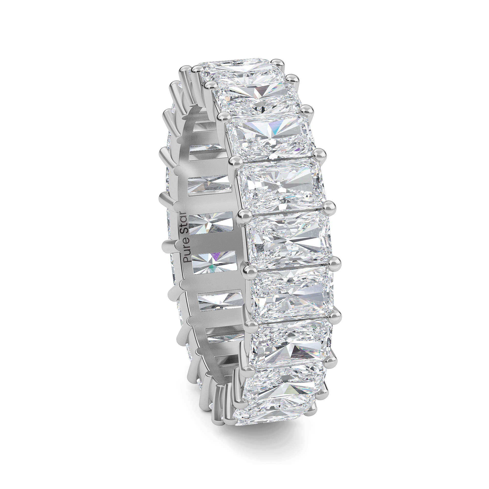 william Radiant Lab Grown  Eternity Band 5mm*3.55mm 14K White Gold-purestarjewelry