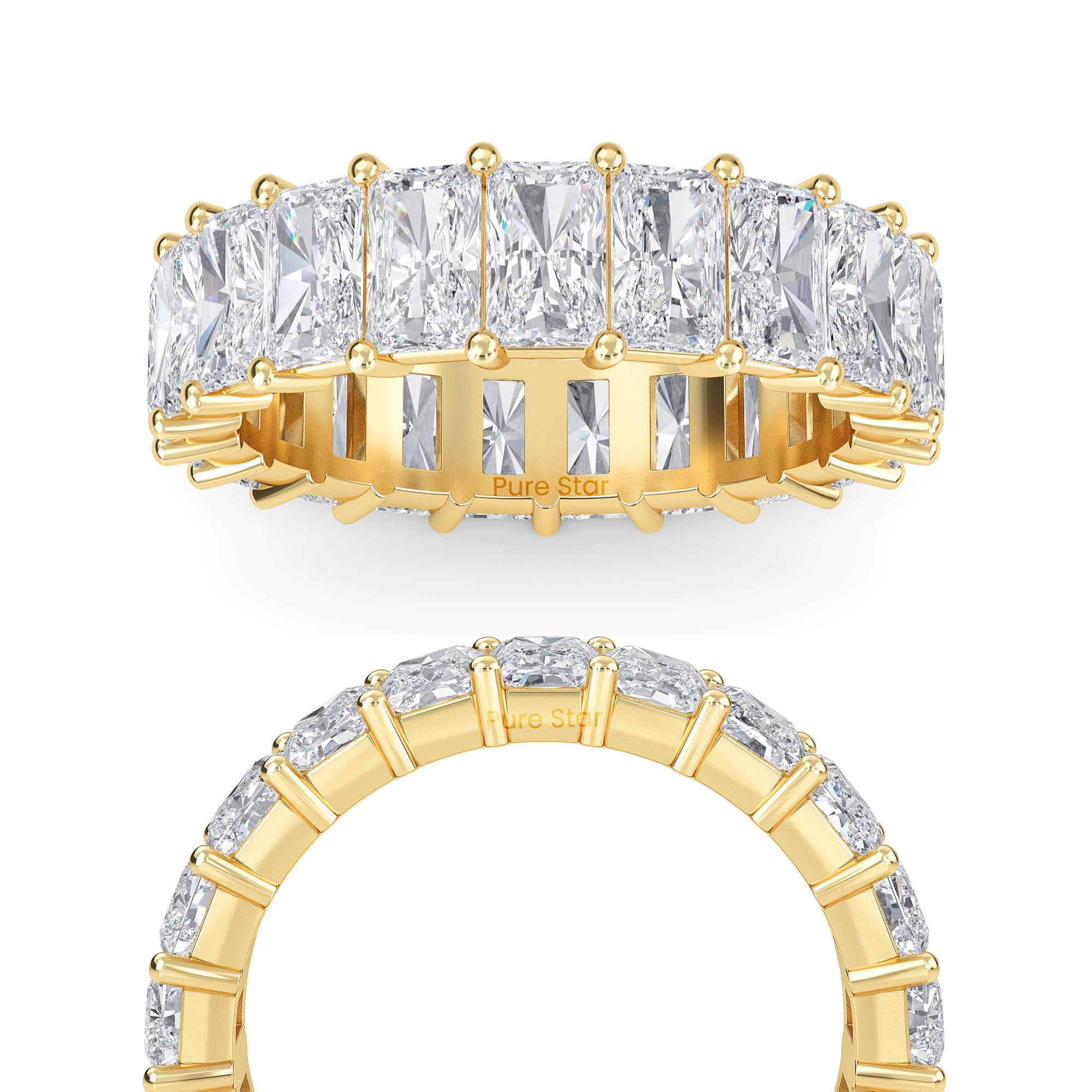 william Radiant Lab Grown  Eternity Band 3.1mm*2.20mm 18K Yellow Gold-purestarjewelry