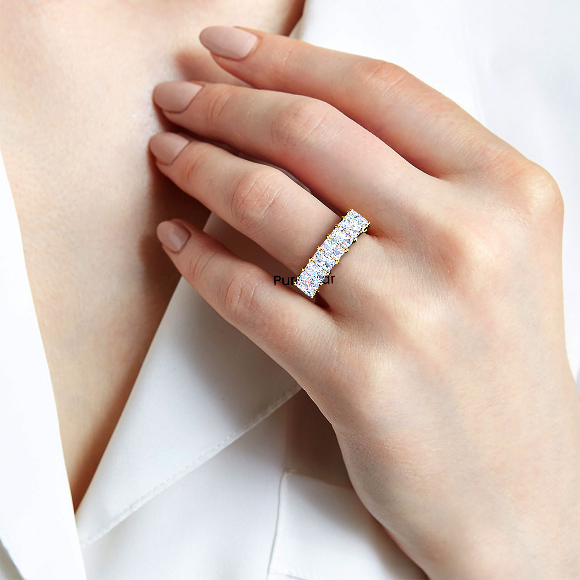 william Radiant Lab Grown  Eternity Band 4.50mm*3.20mm 14K Yellow Gold-purestarjewelry