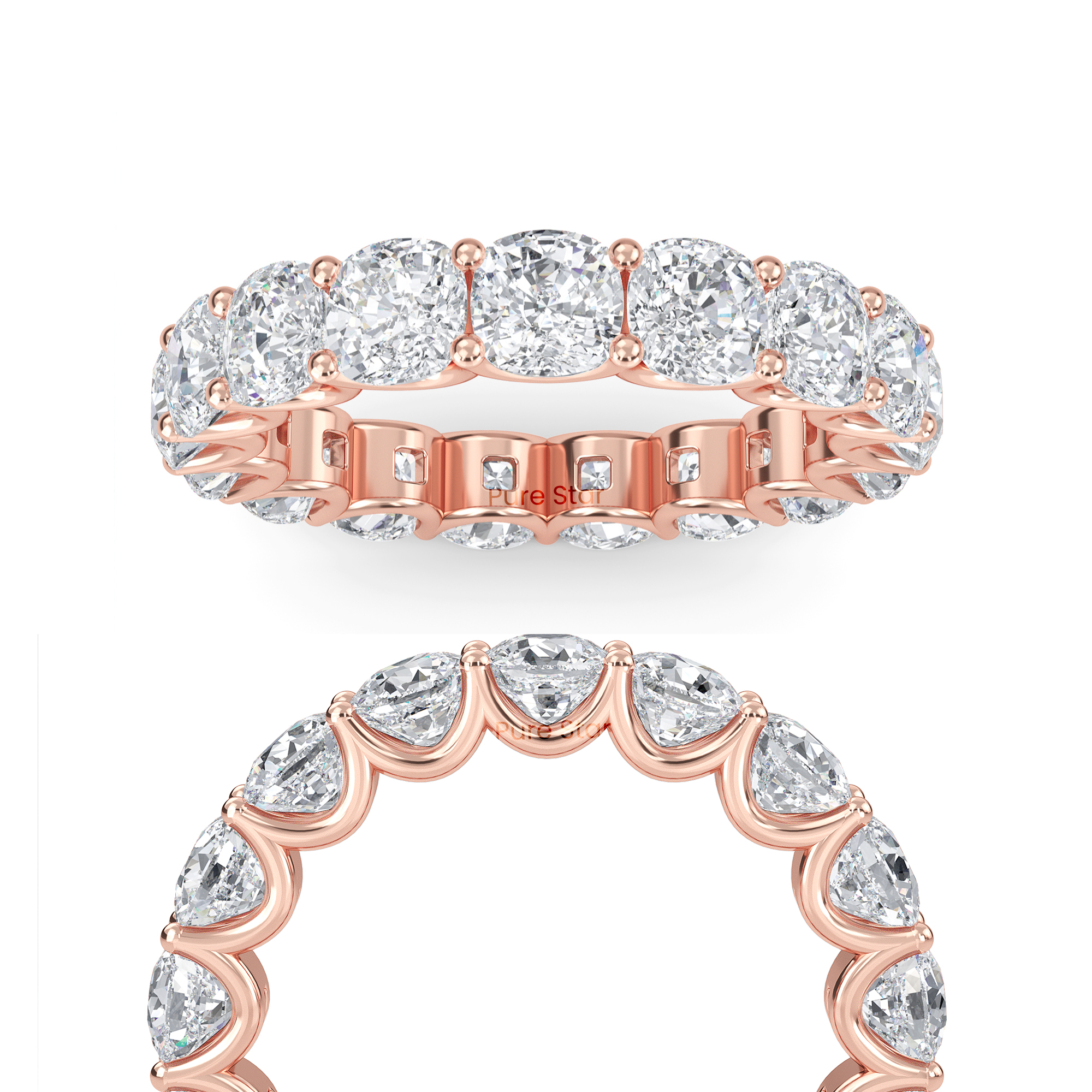 Amiri Cushion Lab Grown Eternity Band 3mm 18K Rose Gold-purestarjewelry