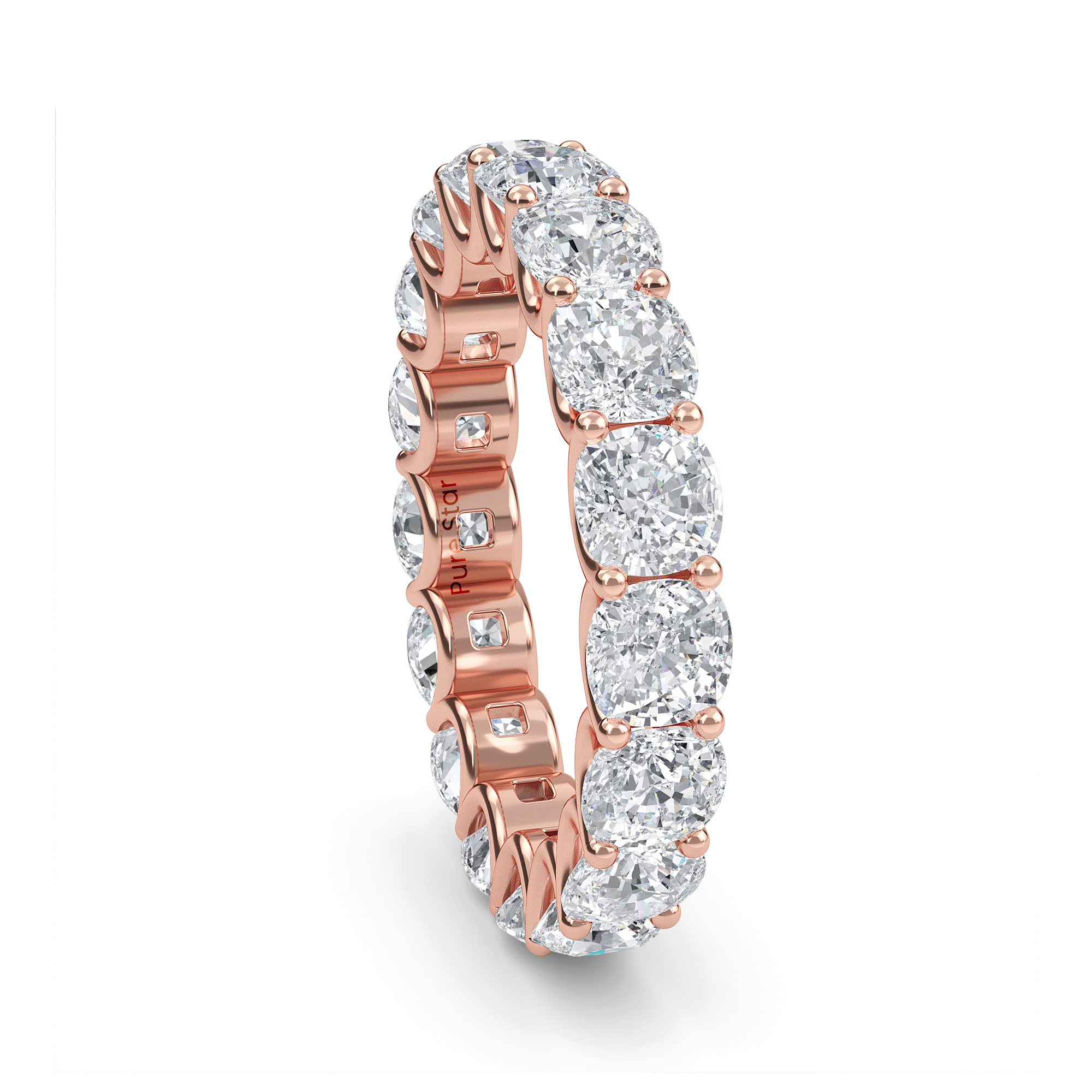 Amiri Cushion Lab Grown Eternity Band 3mm 18K Rose Gold-purestarjewelry