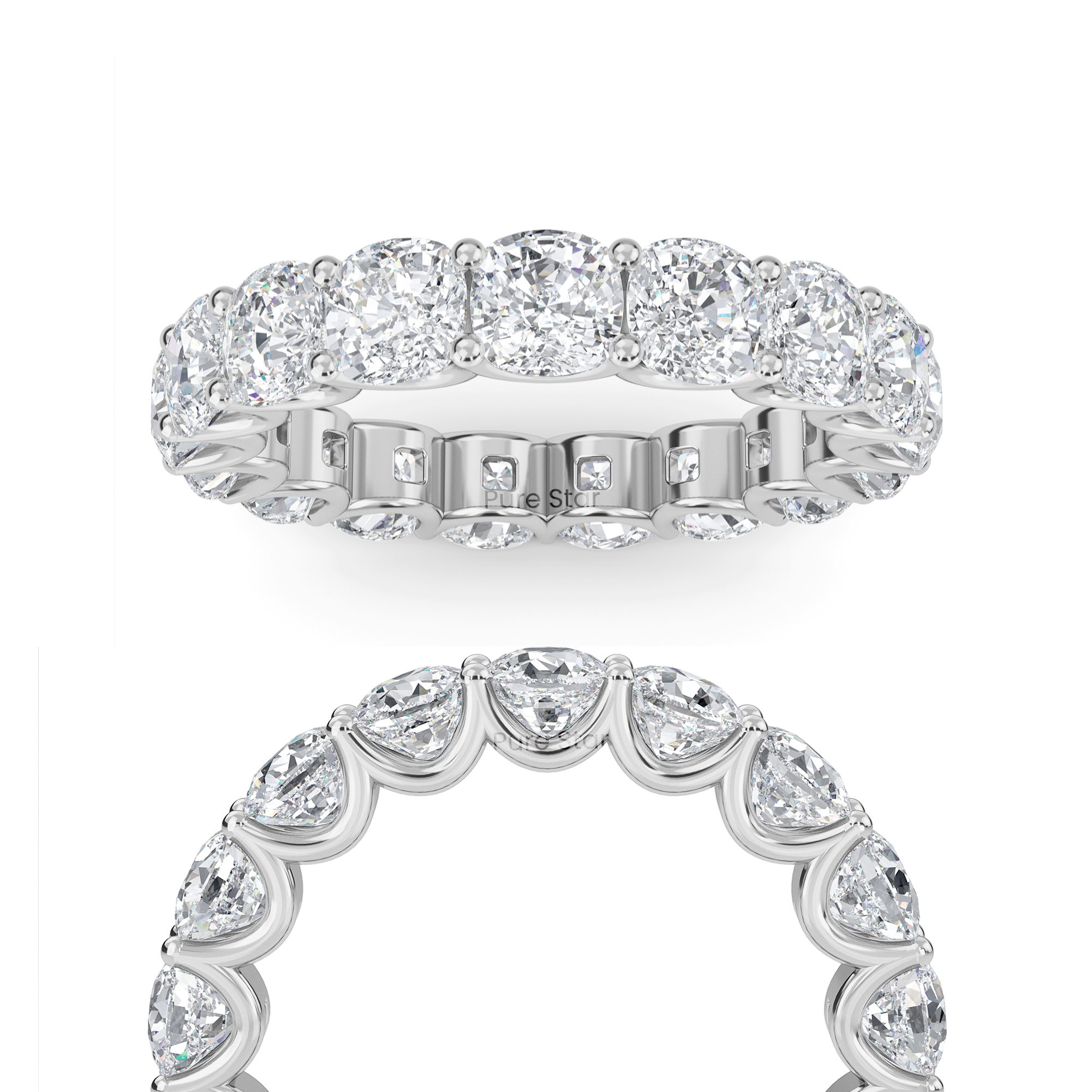 Amiri Cushion Lab Grown Eternity Band 4mm 10K White Gold-purestarjewelry