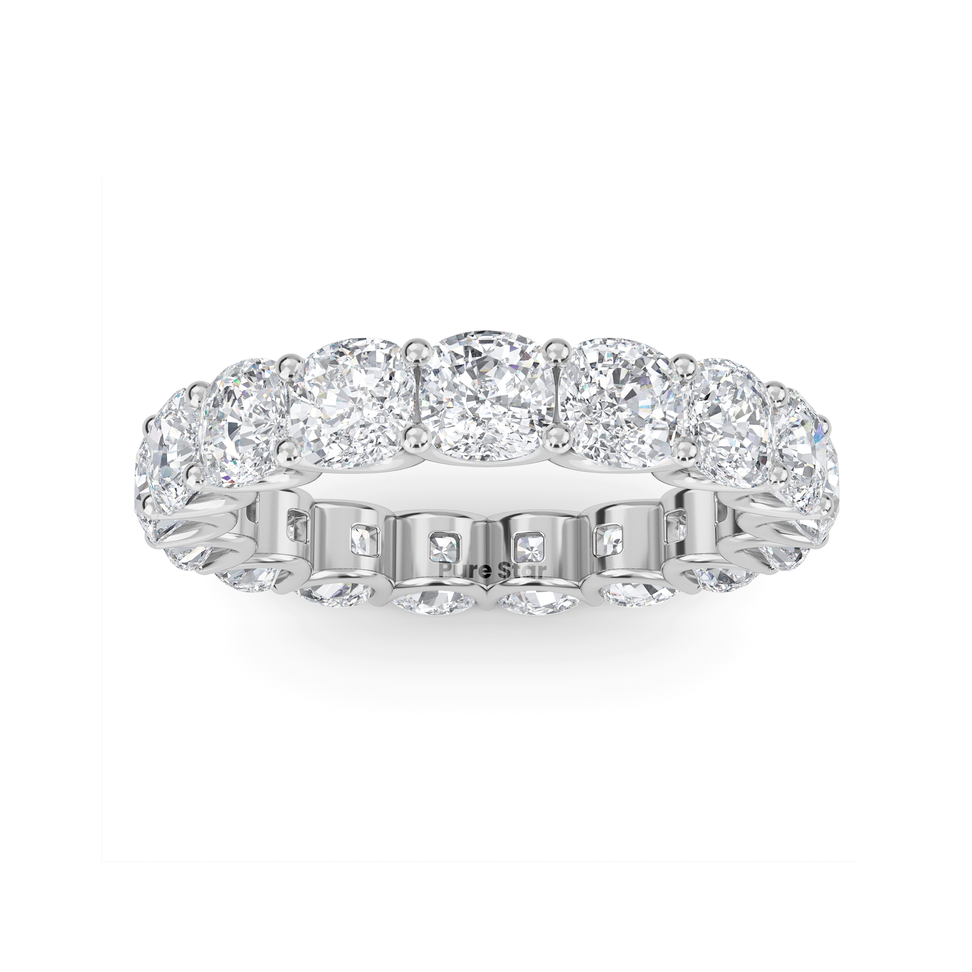 Amiri Cushion Lab Grown Eternity Band 4mm 18K White Gold-purestarjewelry