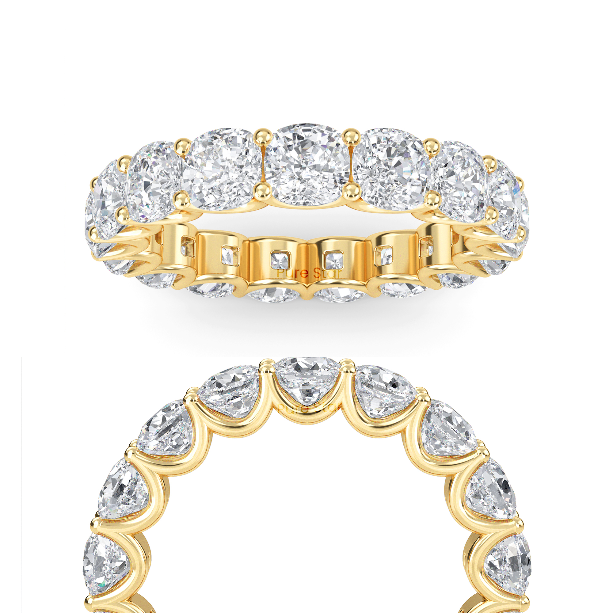 Amiri Cushion Lab Grown Eternity Band 5mm 14K Yellow Gold-purestarjewelry