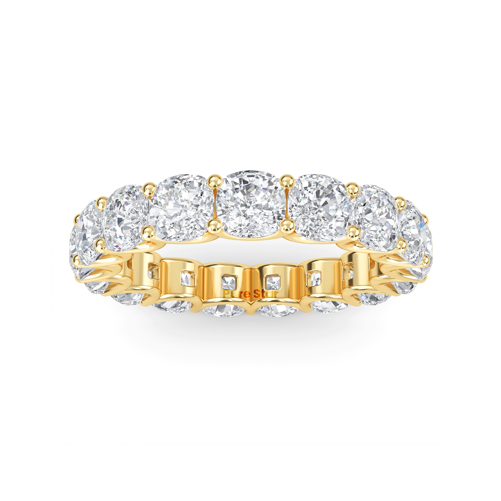 Amiri Cushion Lab Grown Eternity Band 5mm 14K Yellow Gold-purestarjewelry