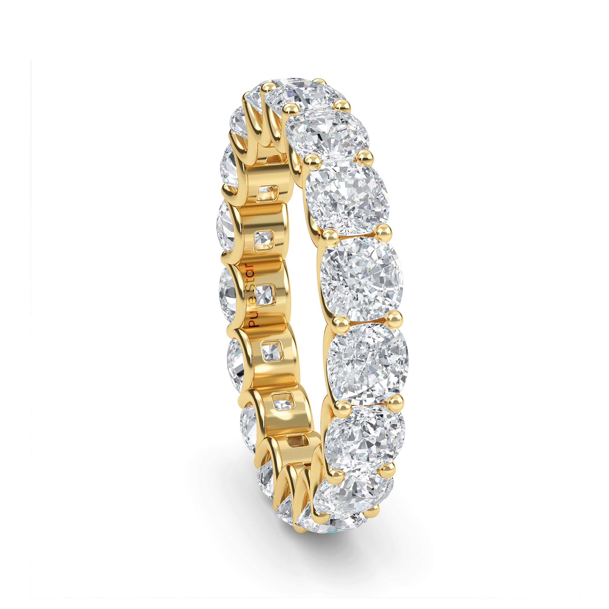 Amiri Cushion Lab Grown Eternity Band 3mm 18K Yellow Gold-purestarjewelry