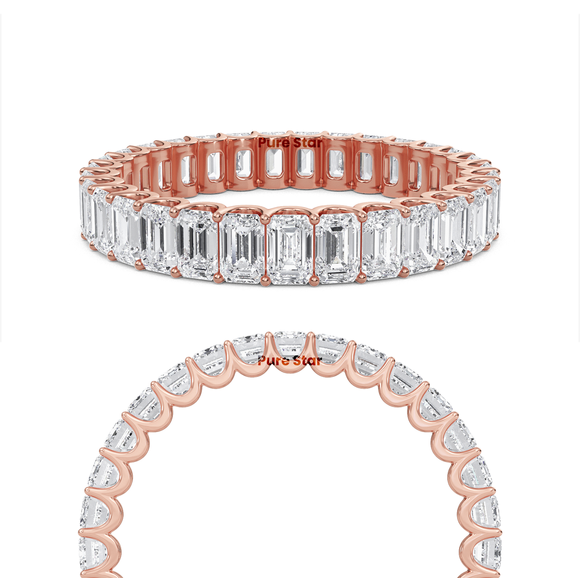 Hannah Emerald Lab Grown Eternity Band 3.10mm*2.20mm 14K Rose Gold-purestarjewelry