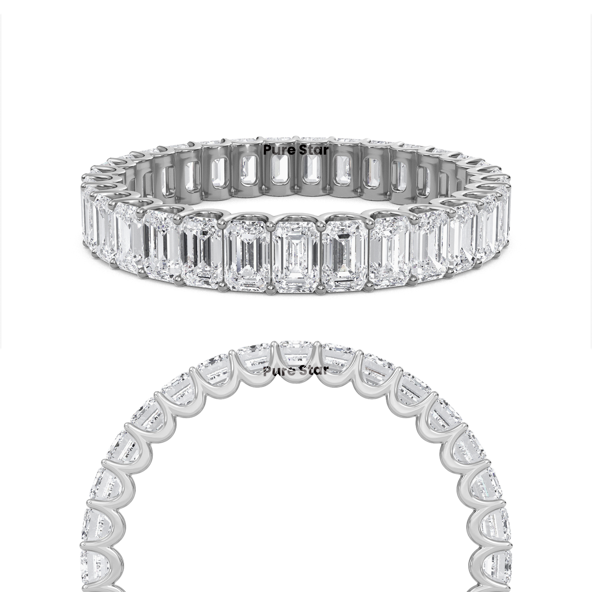 Hannah Emerald Lab Grown Eternity Band 3.10mm*2.20mm 18K White Gold-purestarjewelry