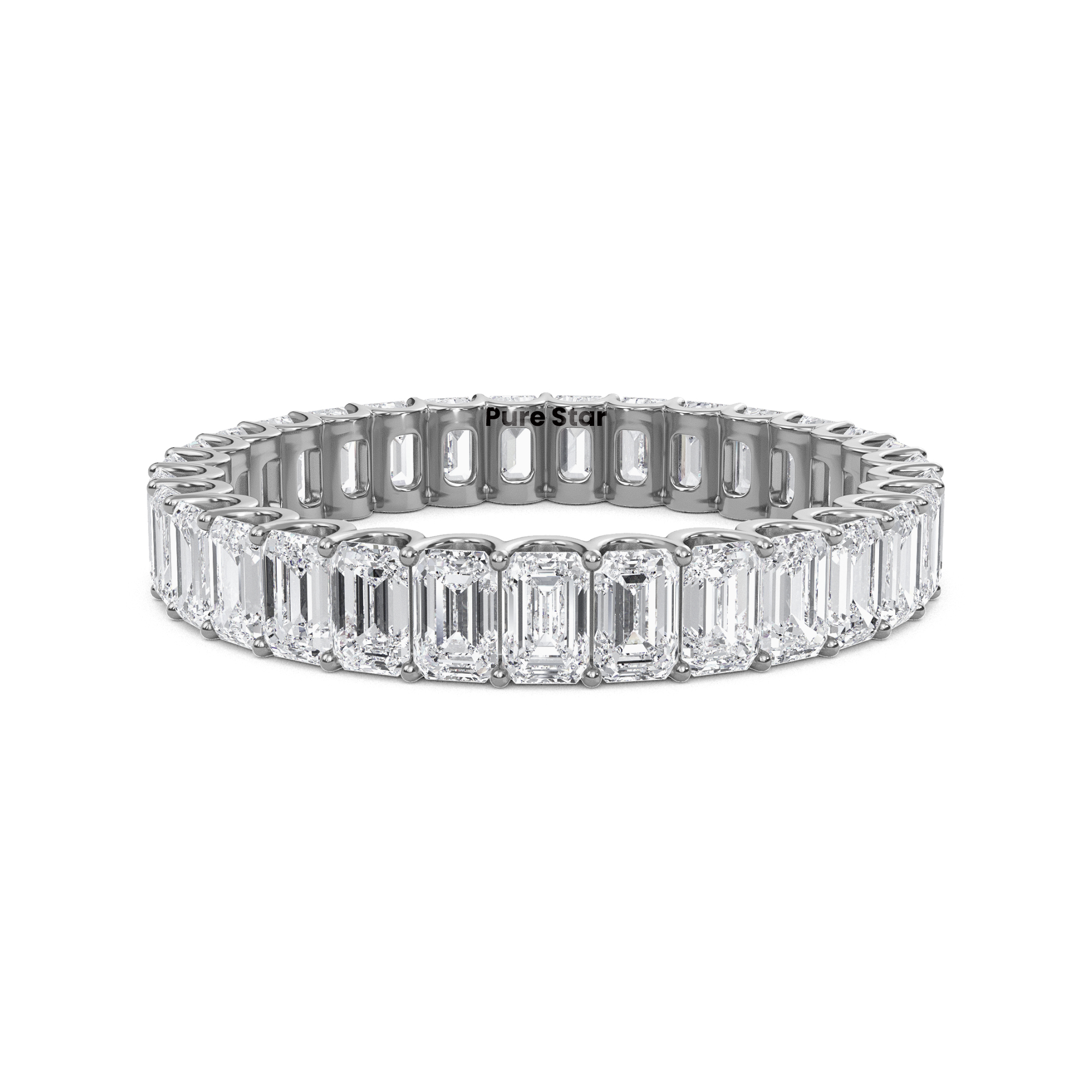 Hannah Emerald Lab Grown Eternity Band 3.10mm*2.20mm 18K White Gold-purestarjewelry