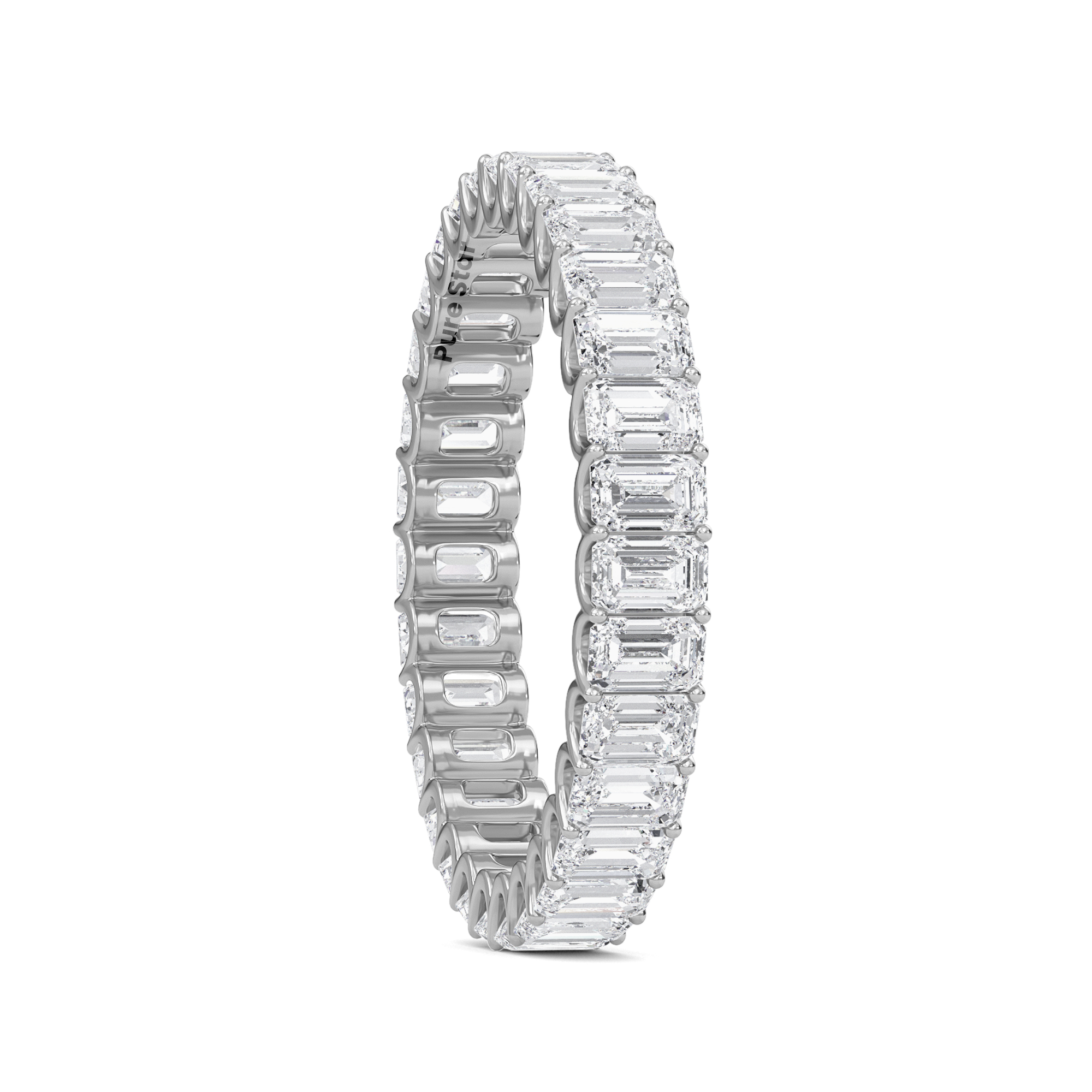 Hannah Emerald Lab Grown Eternity Band 3.10mm*2.20mm 18K White Gold-purestarjewelry