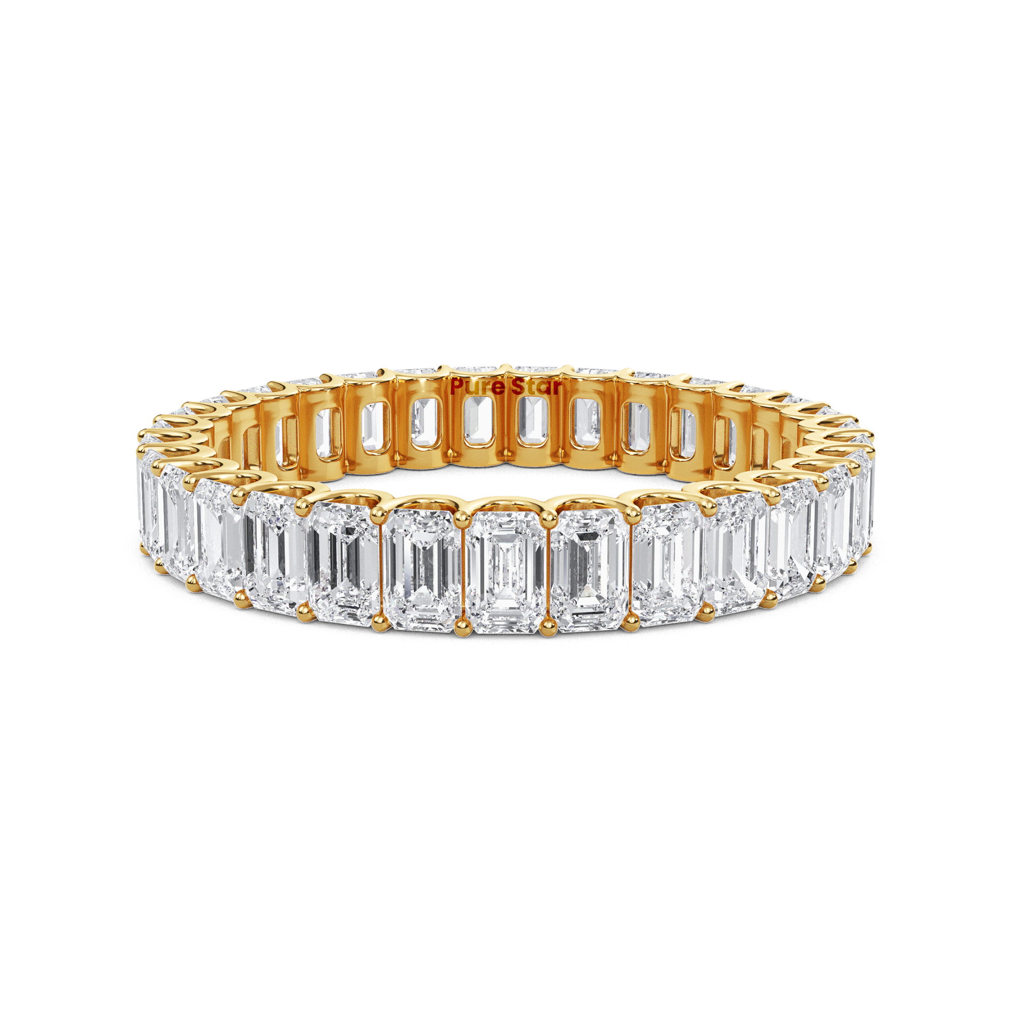 Hannah Emerald Lab Grown Eternity Band 3.10mm*2.20mm 14K Yellow Gold-purestarjewelry