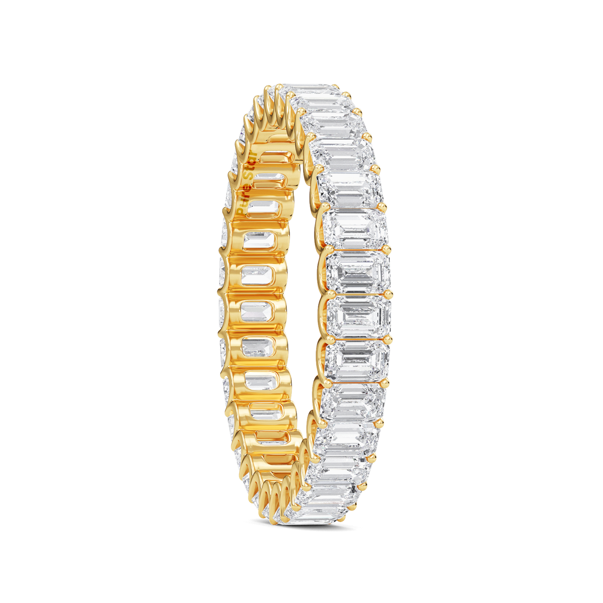 Hannah Emerald Lab Grown Eternity Band 3.10mm*2.20mm 14K Yellow Gold-purestarjewelry