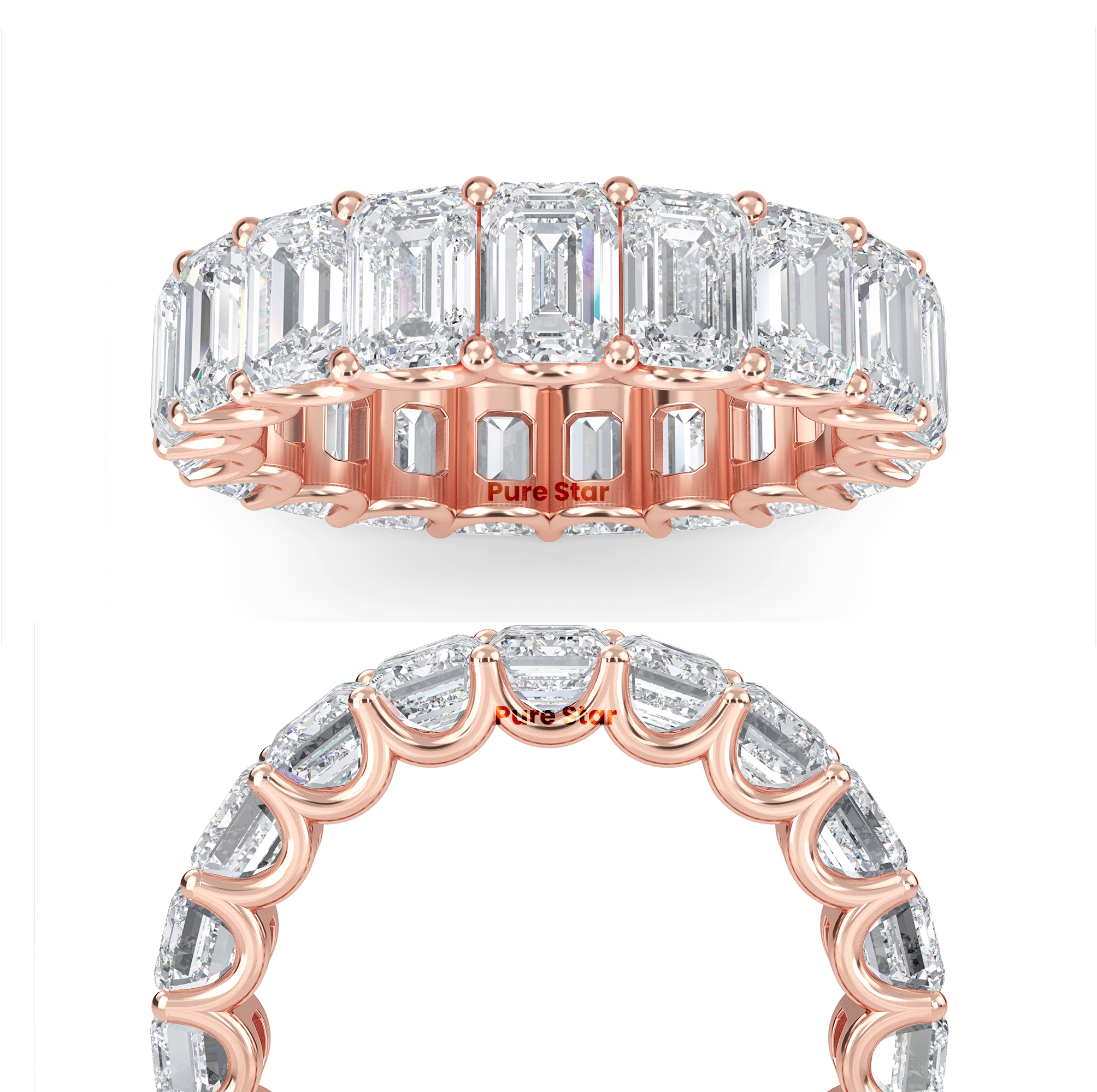 Hannah Emerald Lab Grown Eternity Band 4.9mm*3.6mm 18K Rose Gold-purestarjewelry
