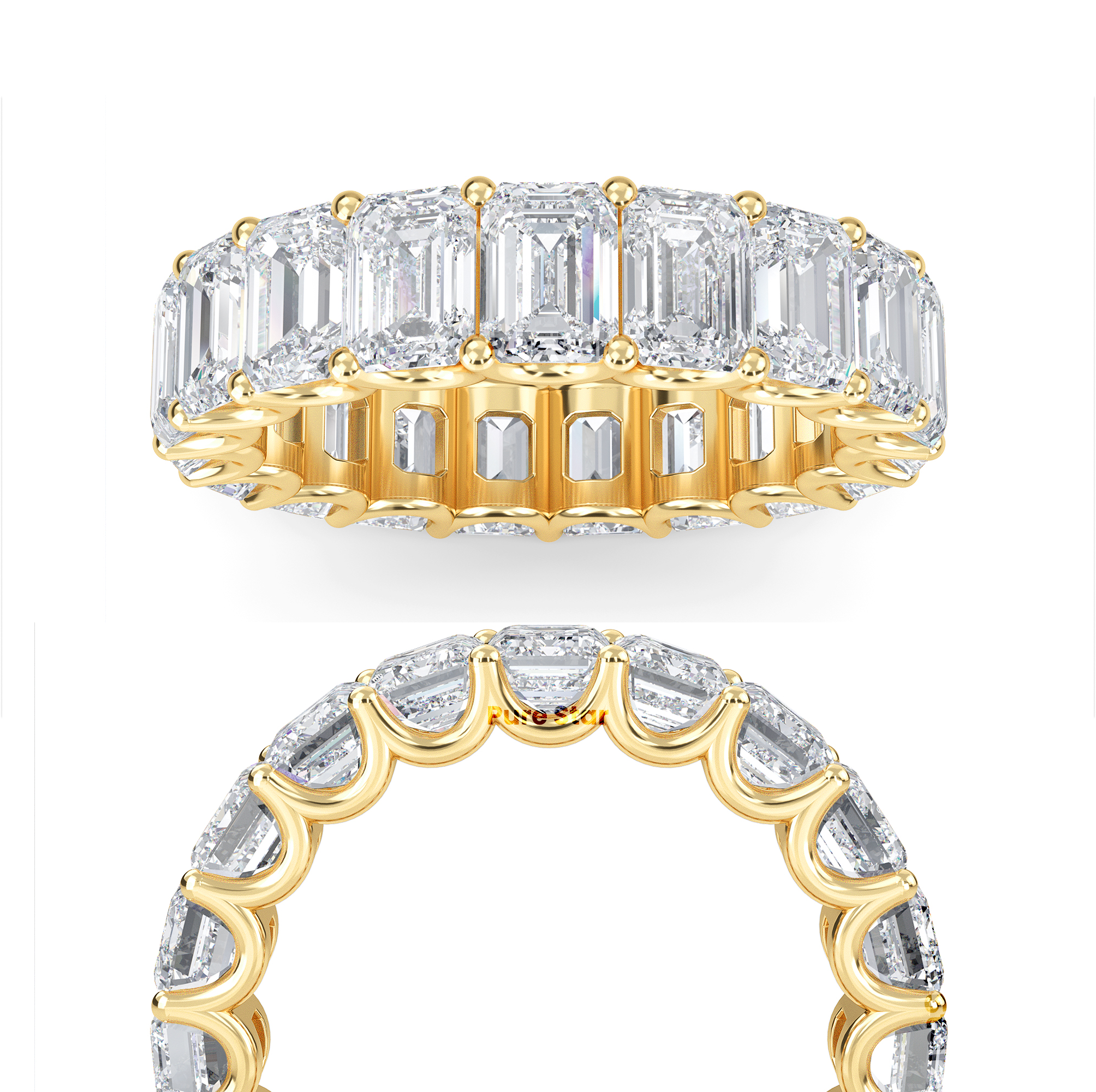 Hannah Emerald Lab Grown Eternity Band 4.9mm*3.6mm 18K Yellow Gold-purestarjewelry
