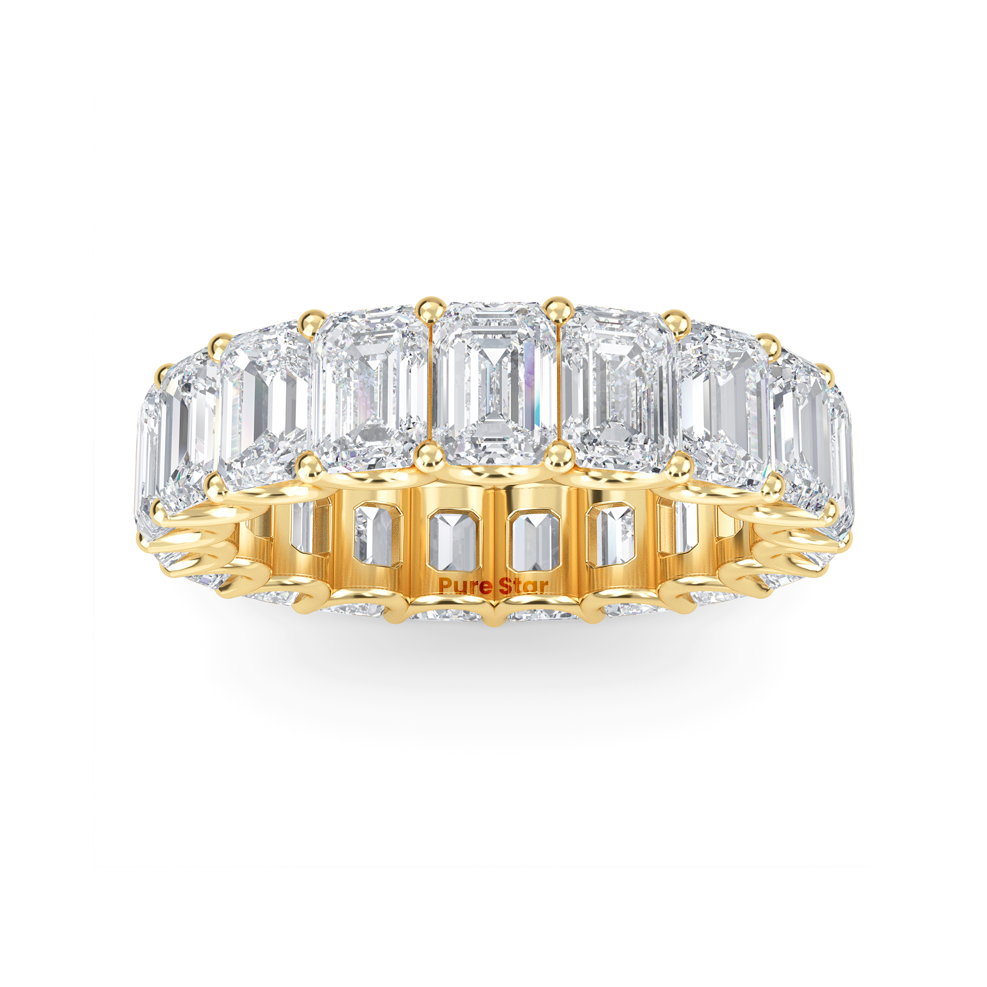 Hannah Emerald Lab Grown Eternity Band 4.9mm*3.6mm 18K Yellow Gold-purestarjewelry