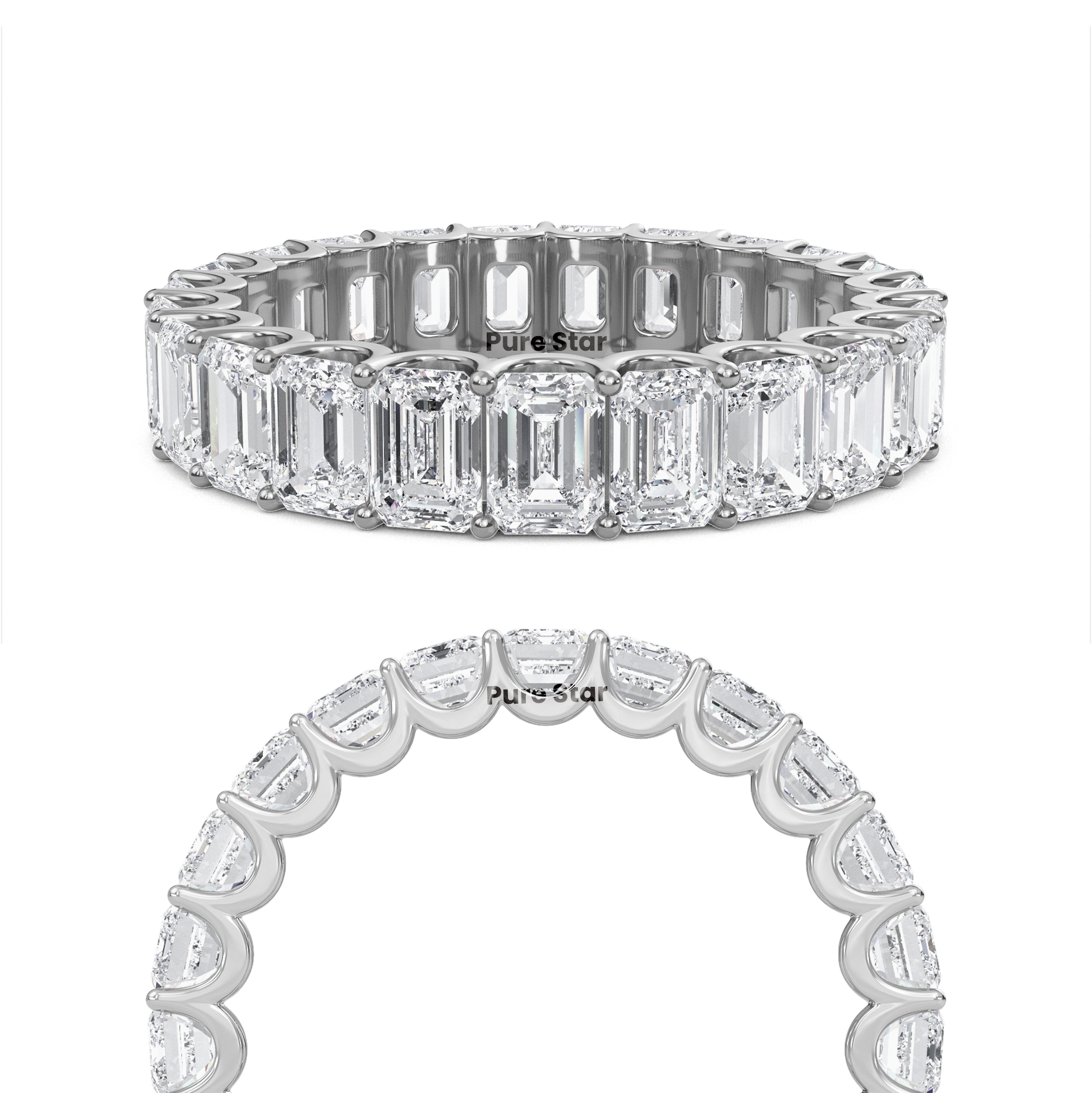 Hannah Emerald Lab Grown Eternity Band 4mm*2.85mm 10K White Gold-purestarjewelry