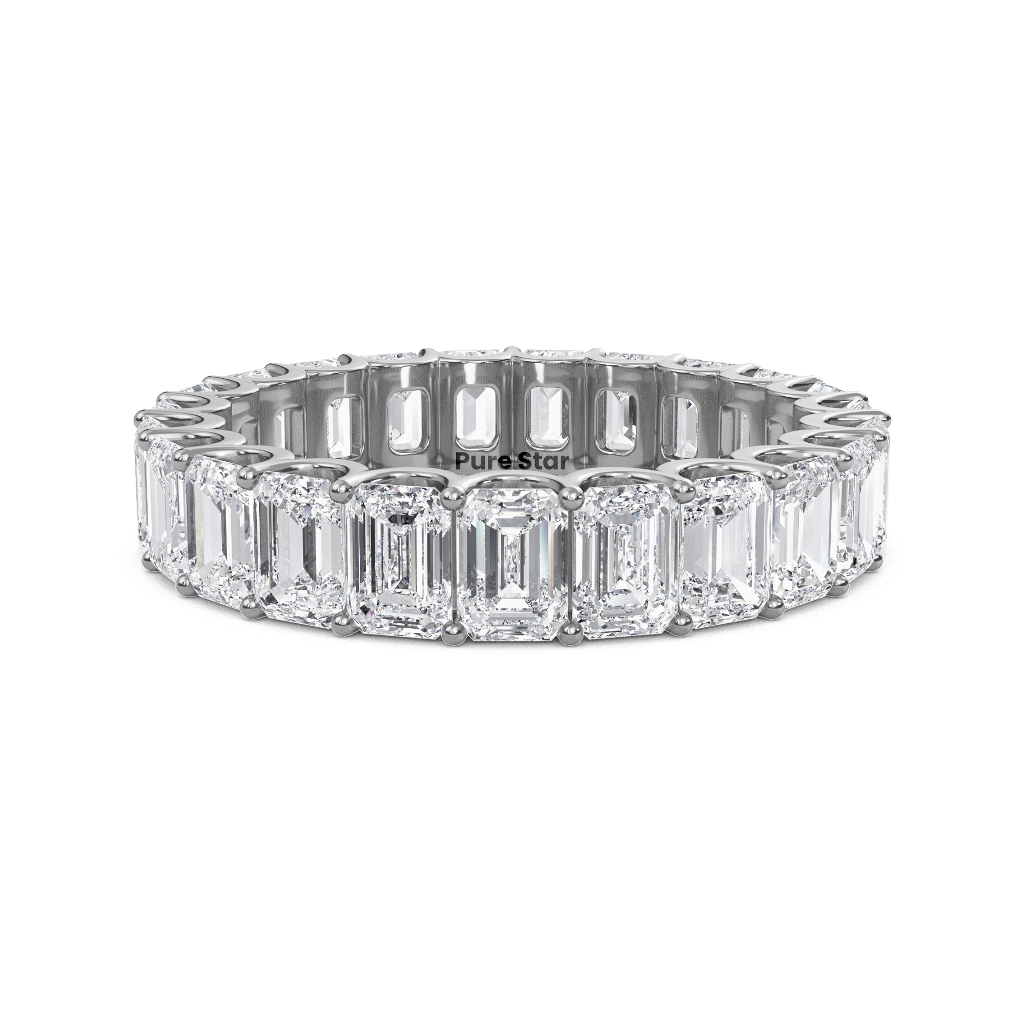 Hannah Emerald Lab Grown Eternity Band 4mm*2.85mm 10K White Gold-purestarjewelry