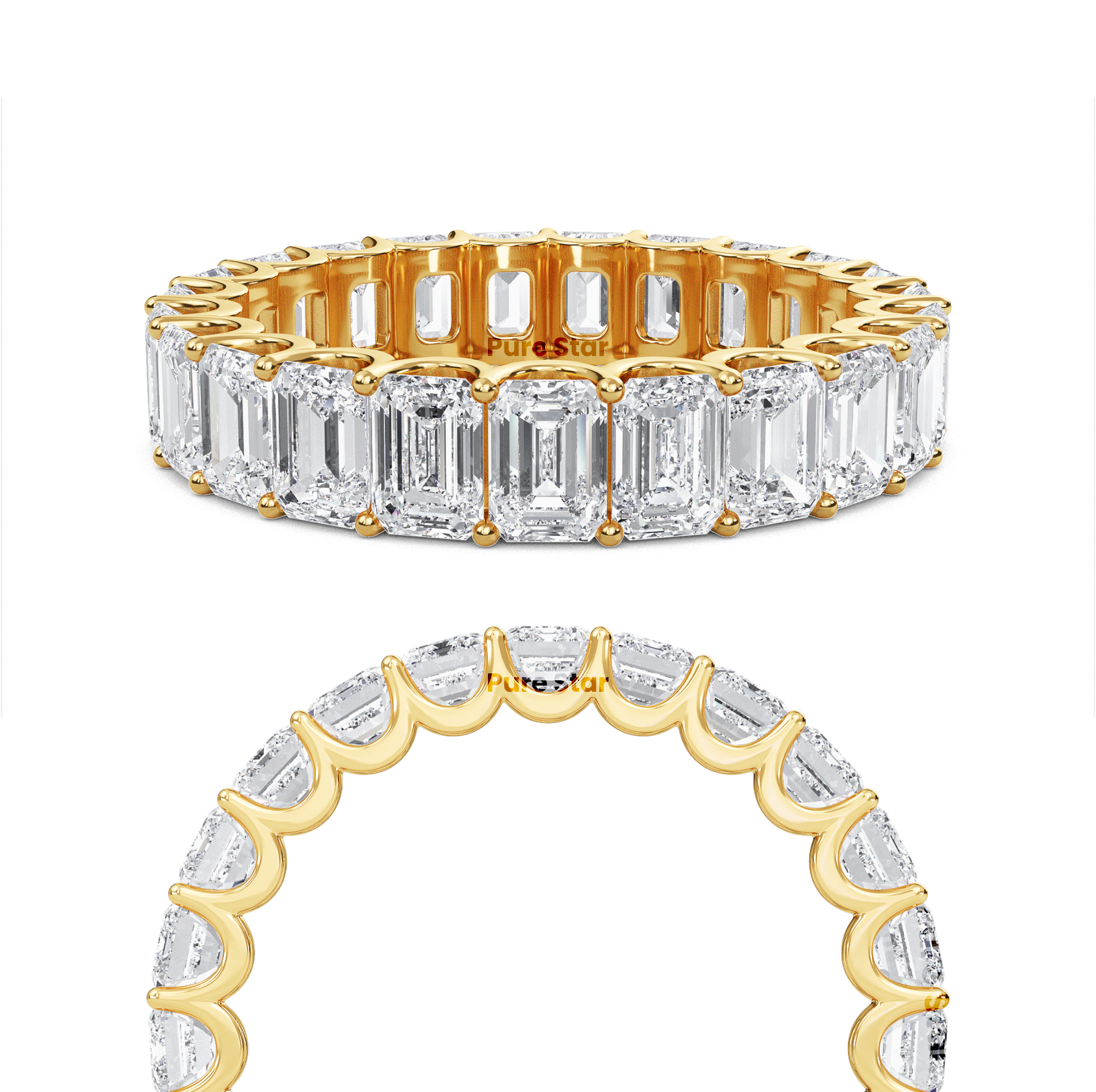 Hannah Emerald Lab Grown Eternity Band 4mm*2.85mm 10K Yellow Gold-purestarjewelry