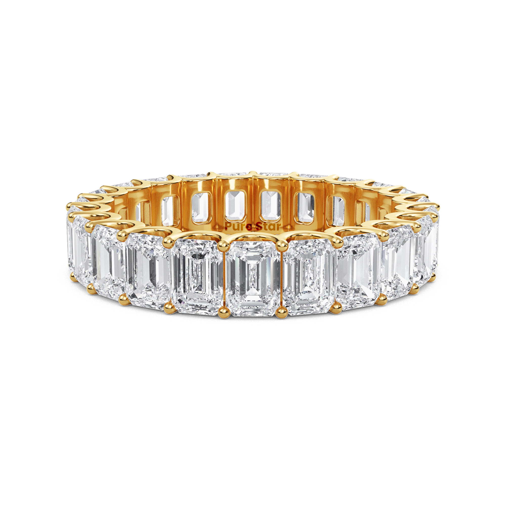 Hannah Emerald Lab Grown Eternity Band 4mm*2.85mm 10K Yellow Gold-purestarjewelry