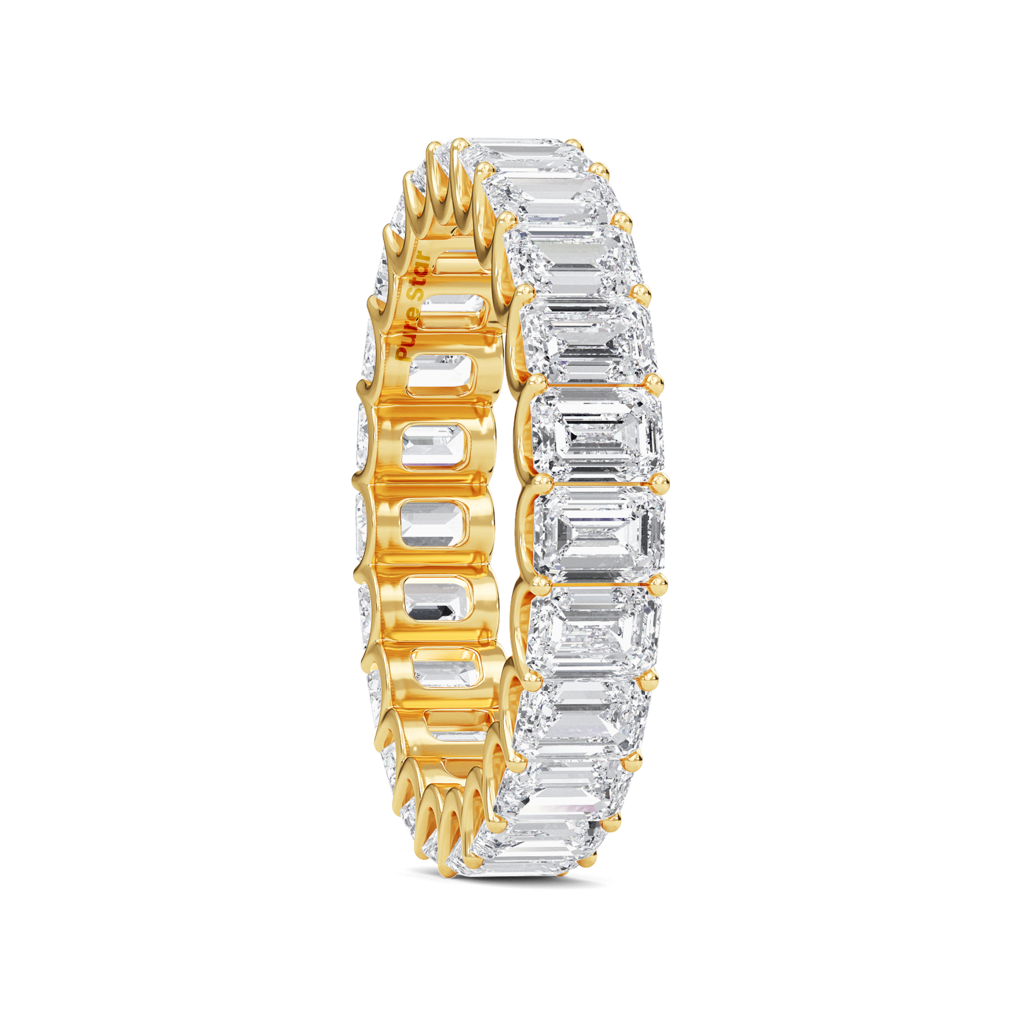 Hannah Emerald Lab Grown Eternity Band 4mm*2.85mm 14K Yellow Gold-purestarjewelry