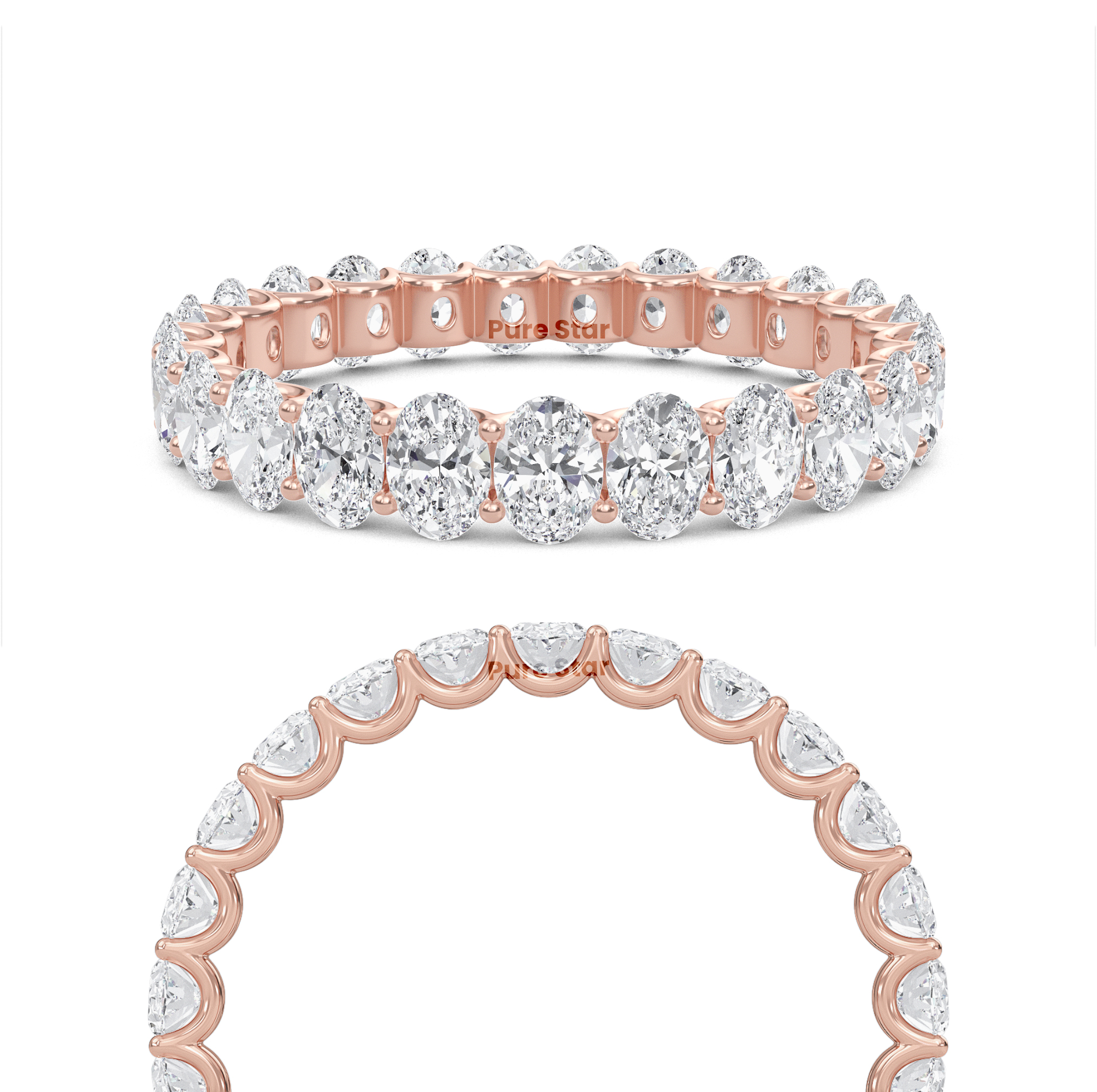 Juniper Oval Lab Grown Eternity Band 3.50mm*2.50mm 18K Rose Gold-purestarjewelry