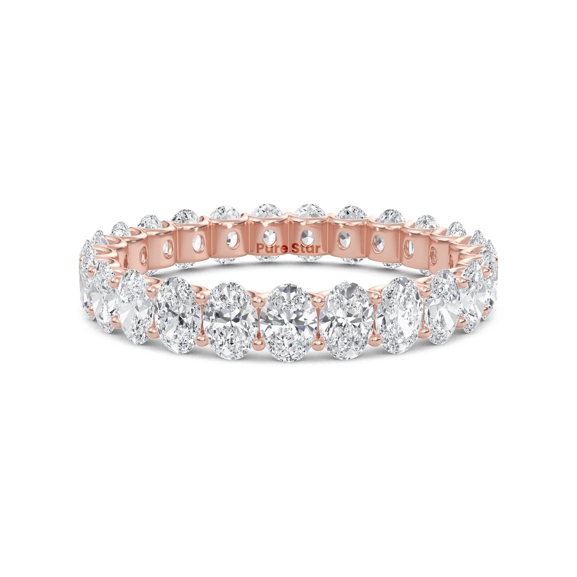 Juniper Oval Lab Grown Eternity Band 3.50mm*2.50mm 18K Rose Gold-purestarjewelry
