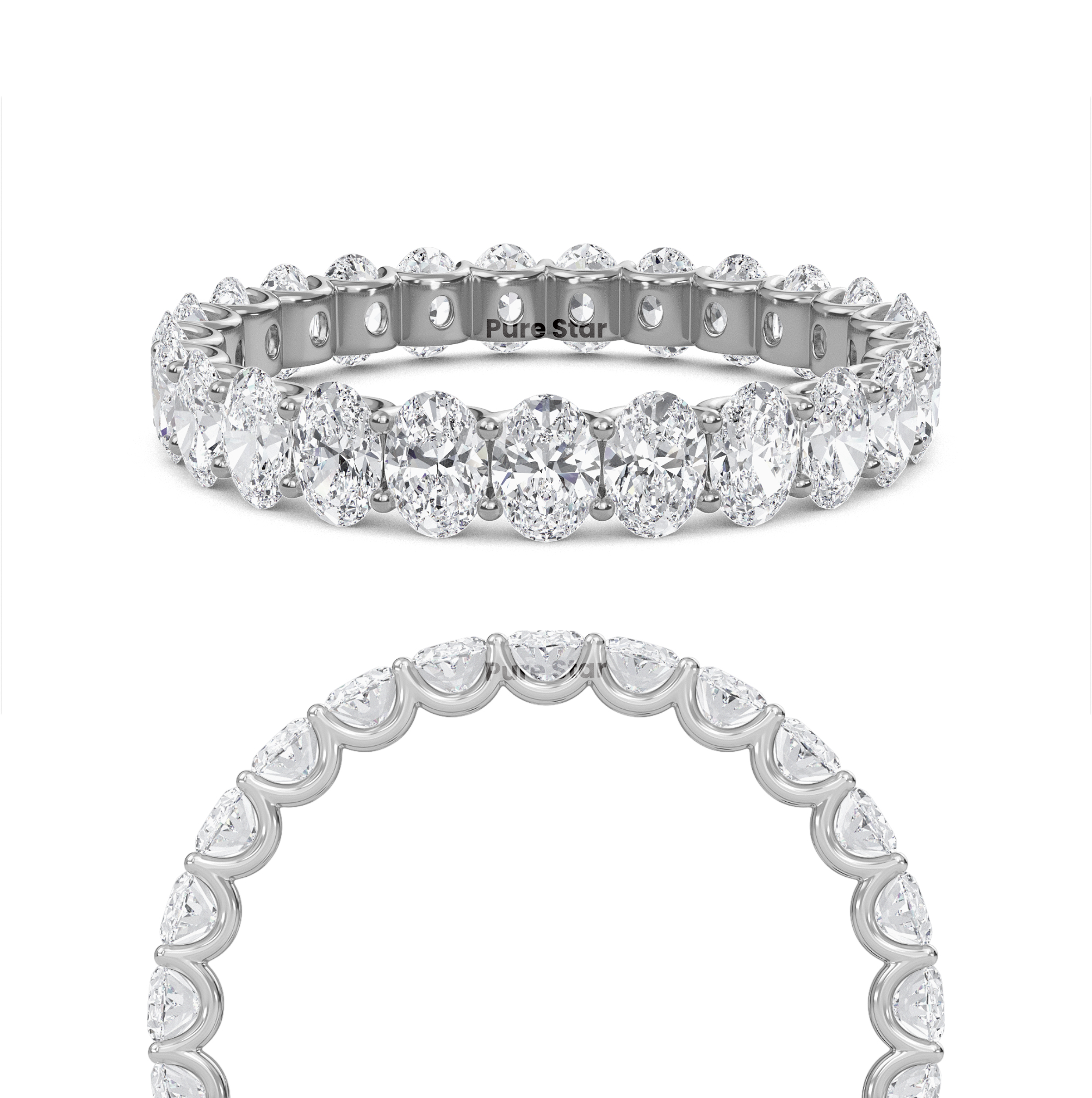 Juniper Oval Lab Grown Eternity Band 3.50mm*2.50mm 18K White Gold-purestarjewelry