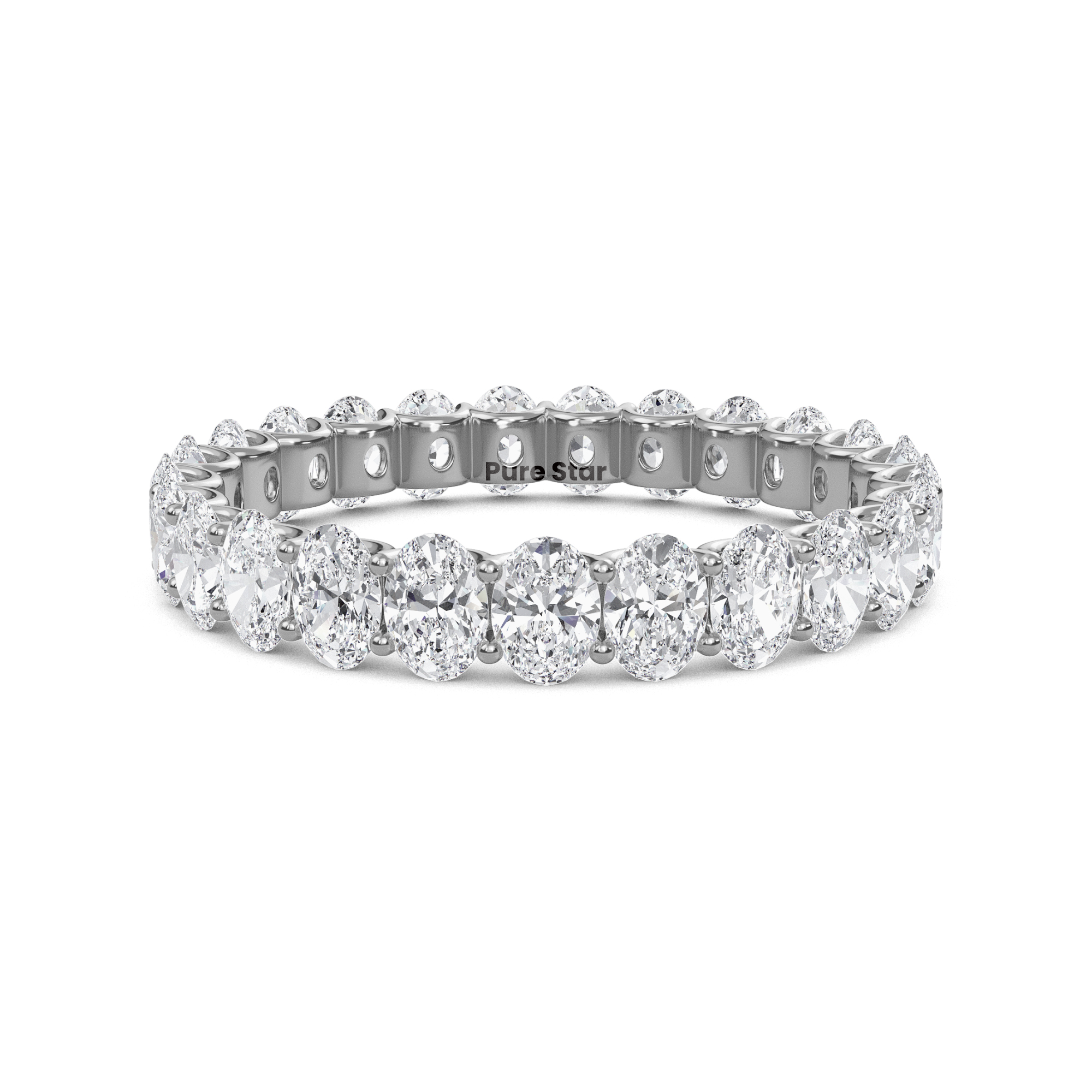 Juniper Oval Lab Grown Eternity Band 3.50mm*2.50mm 18K White Gold-purestarjewelry