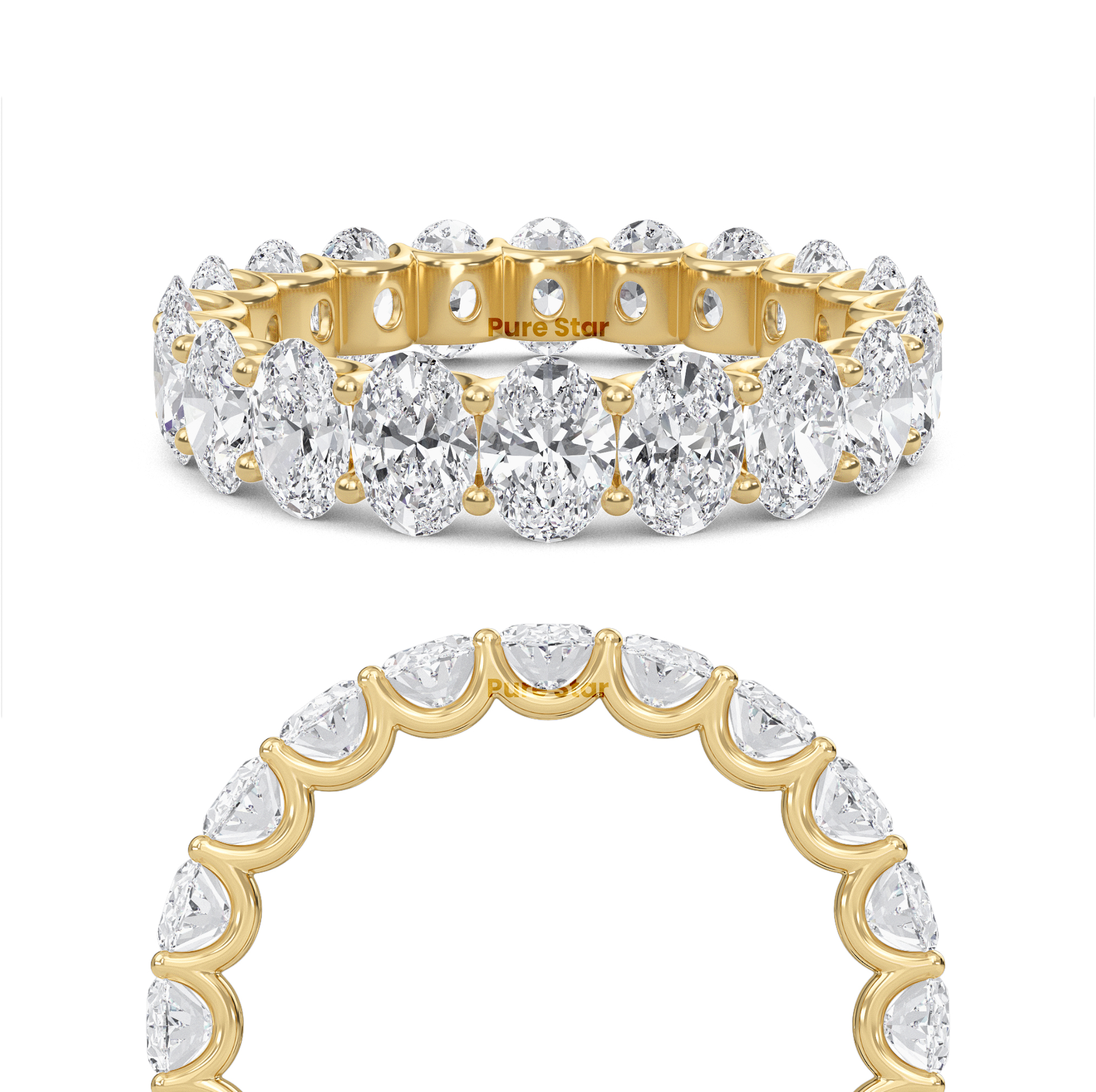Juniper Oval Lab Grown Eternity Band 4.70mm*3.35mm 14K Yellow Gold-purestarjewelry