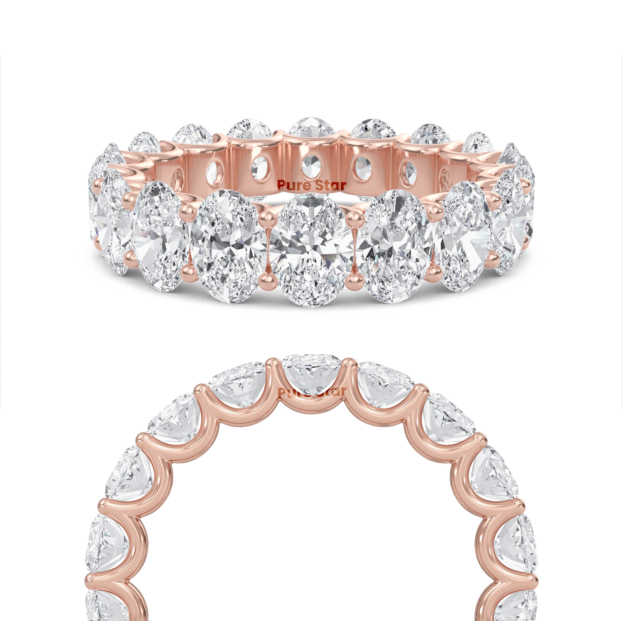 Juniper Oval Lab Grown Eternity Band 5.80mm*4.15mm 18K Rose Gold-purestarjewelry