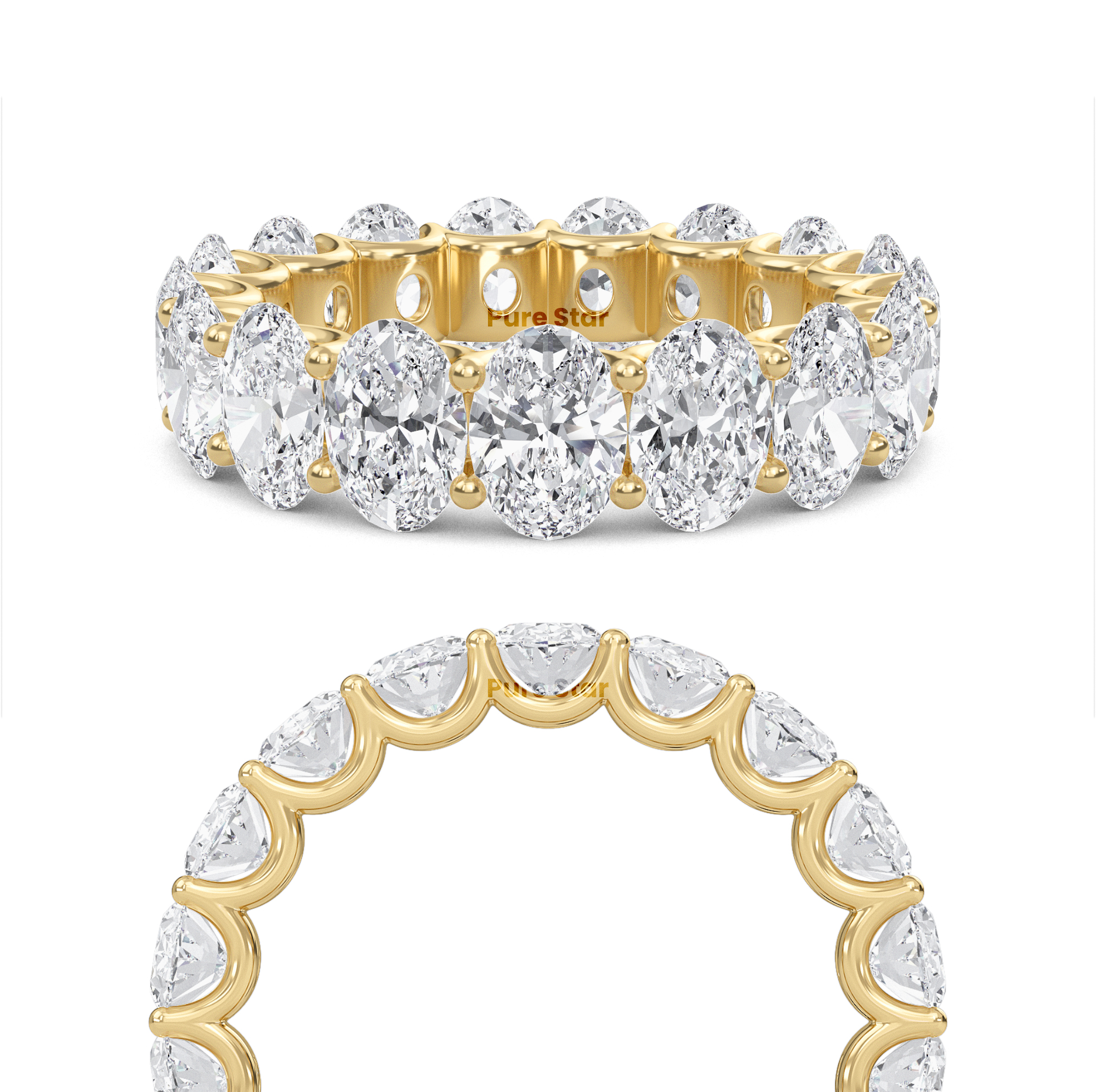 Juniper Oval Lab Grown Eternity Band 5.80mm*4.15mm 18K Yellow Gold-purestarjewelry