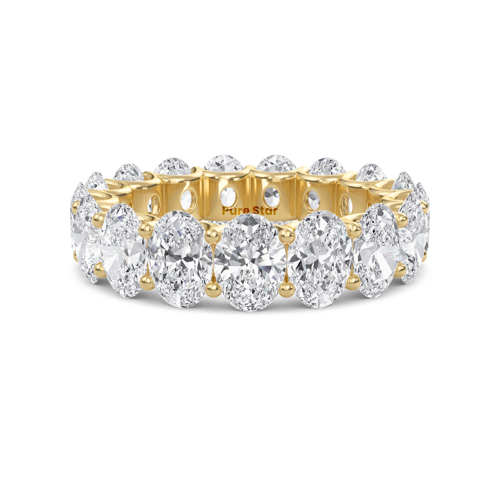Juniper Oval Lab Grown Eternity Band 5.80mm*4.15mm 18K Yellow Gold-purestarjewelry
