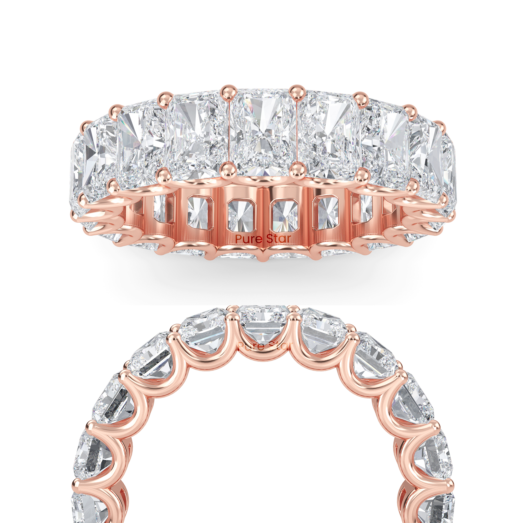 Finley Radiant Lab Grown Eternity Band 5mm*3mm 14K Rose Gold-purestarjewelry