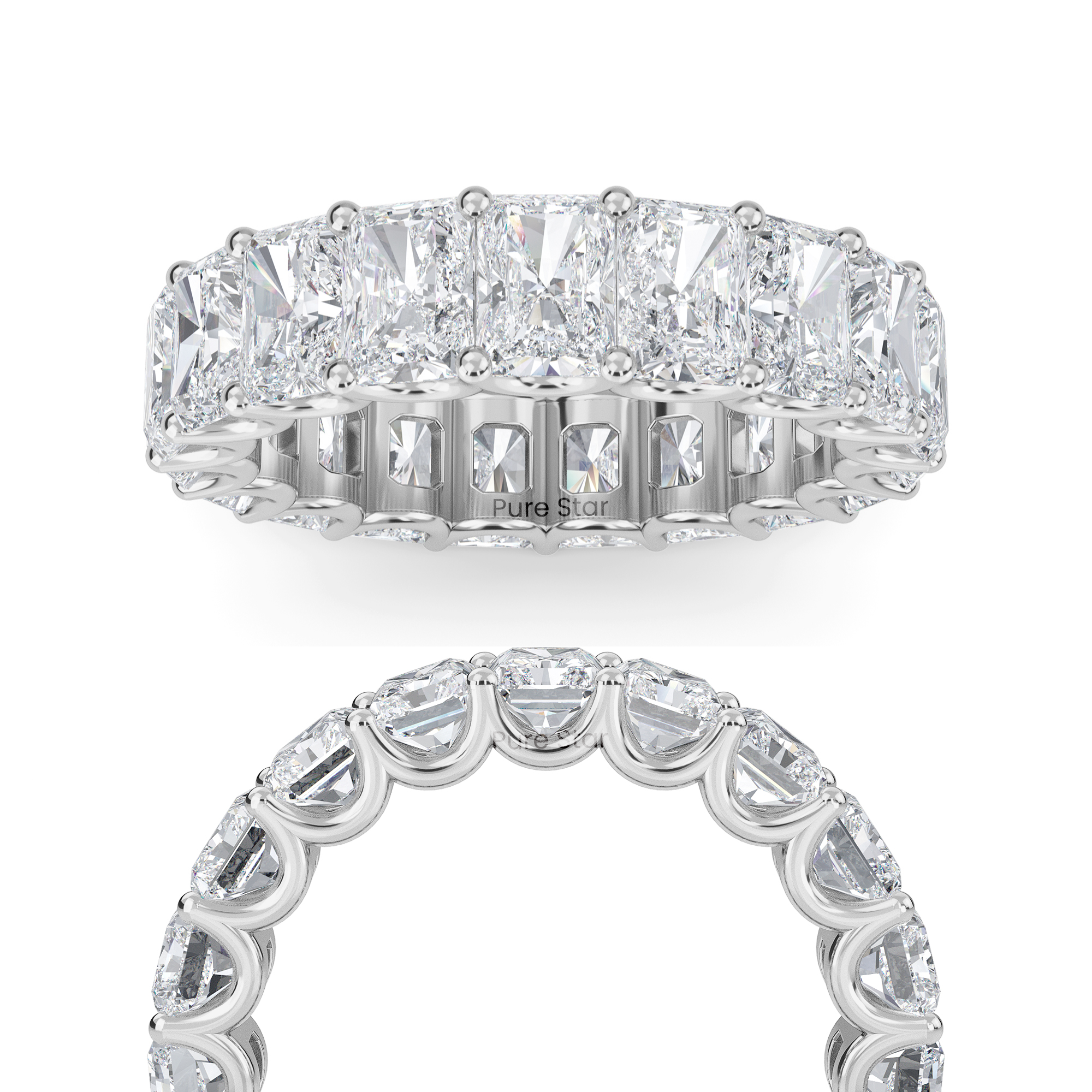 Finley Radiant Lab Grown Eternity Band 5mm*3mm 14K White Gold-purestarjewelry