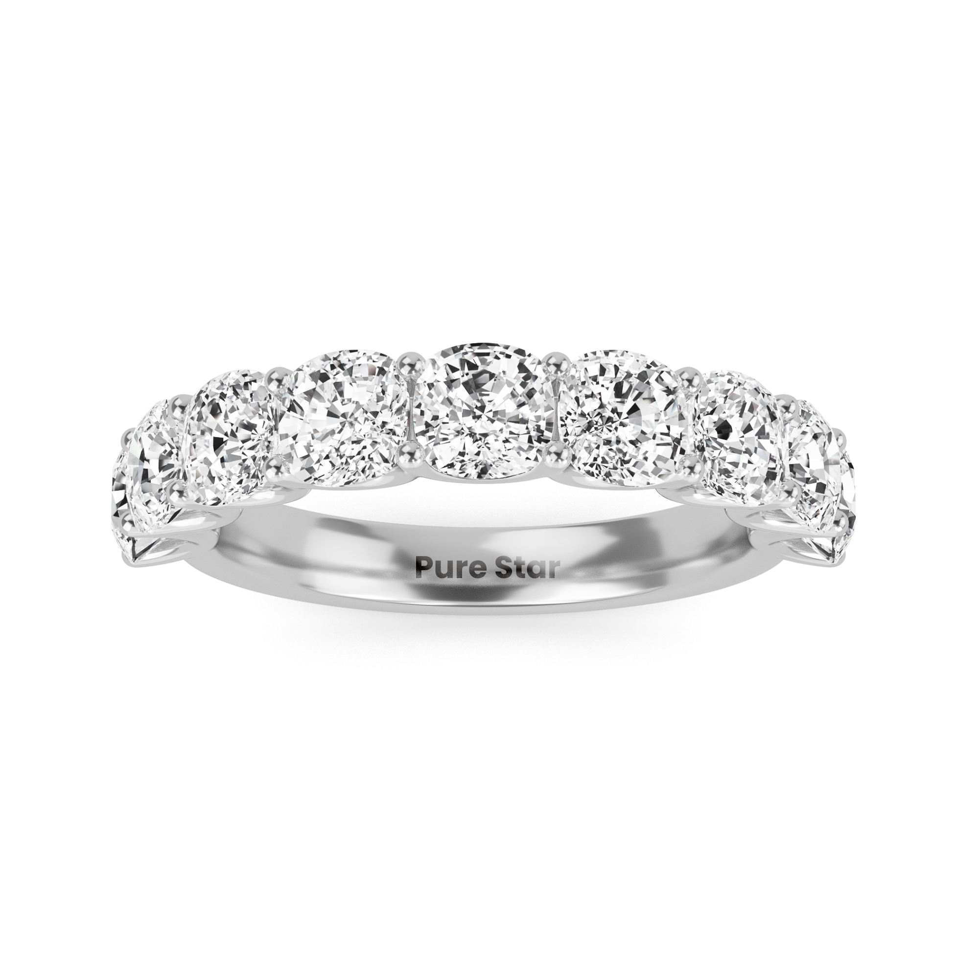 Noor Cushion Lab Grown  Eternity Band 4.10mm 18K White Gold-purestarjewelry