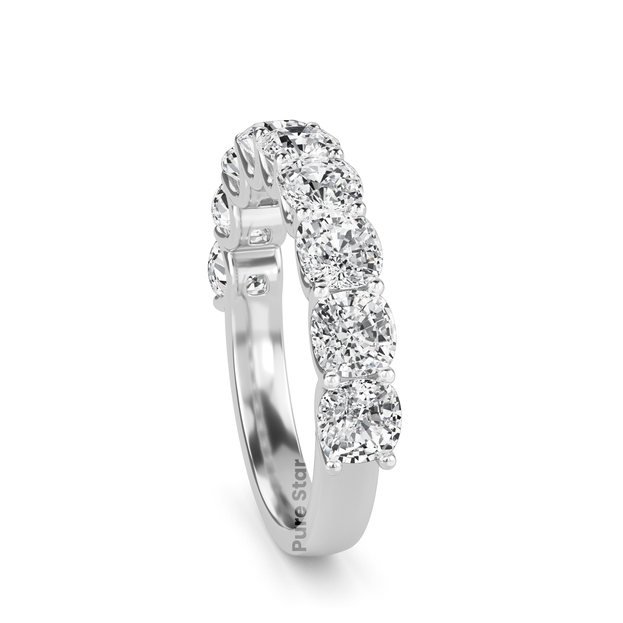 Noor Cushion Lab Grown  Eternity Band 4.10mm 18K White Gold-purestarjewelry