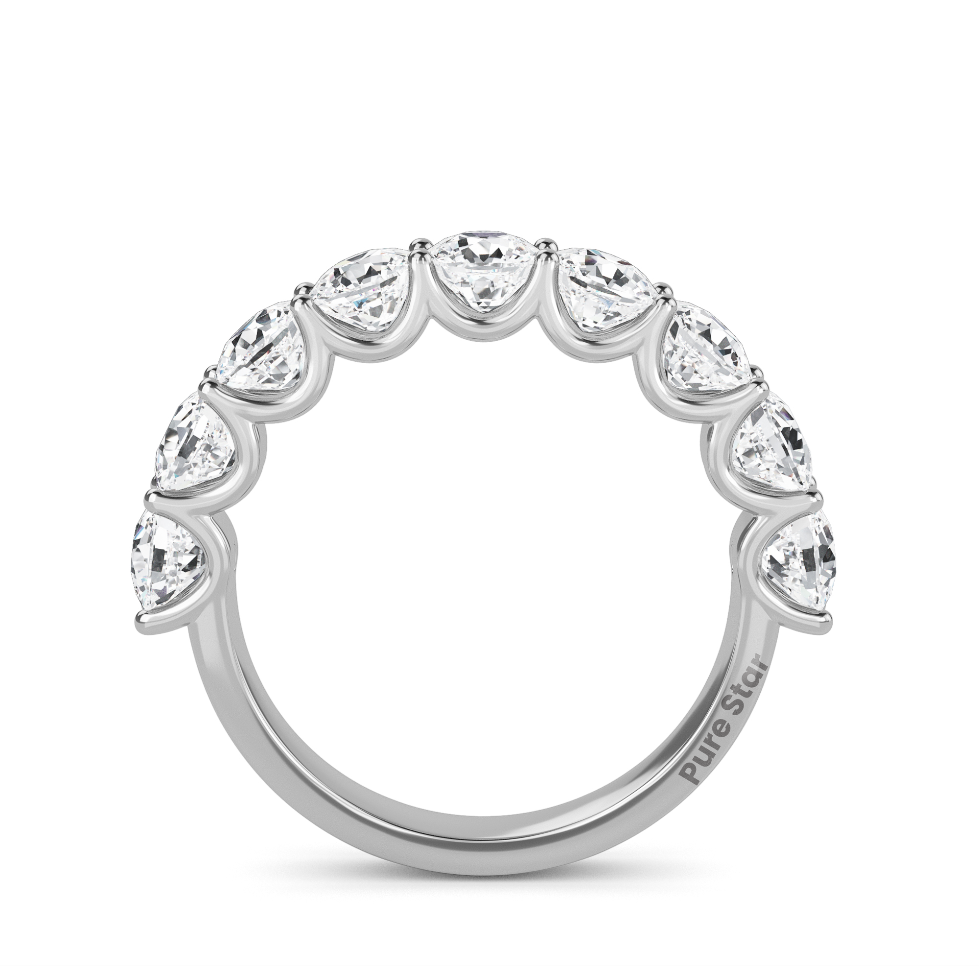 Noor Cushion Lab Grown  Eternity Band 4.10mm 18K White Gold-purestarjewelry
