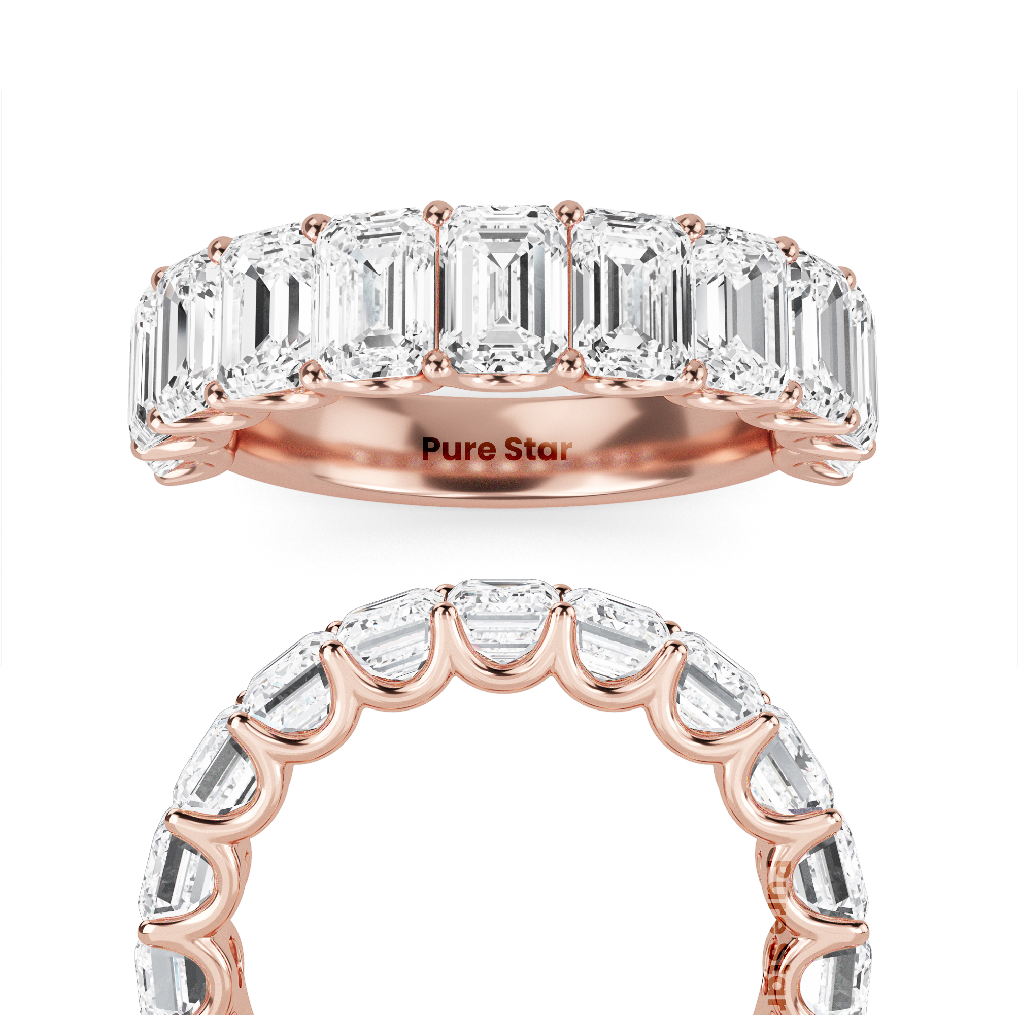 Alani Emerald Lab Grown Eternity Band 4.9mm*3.6mm 18K Rose Gold-purestarjewelry