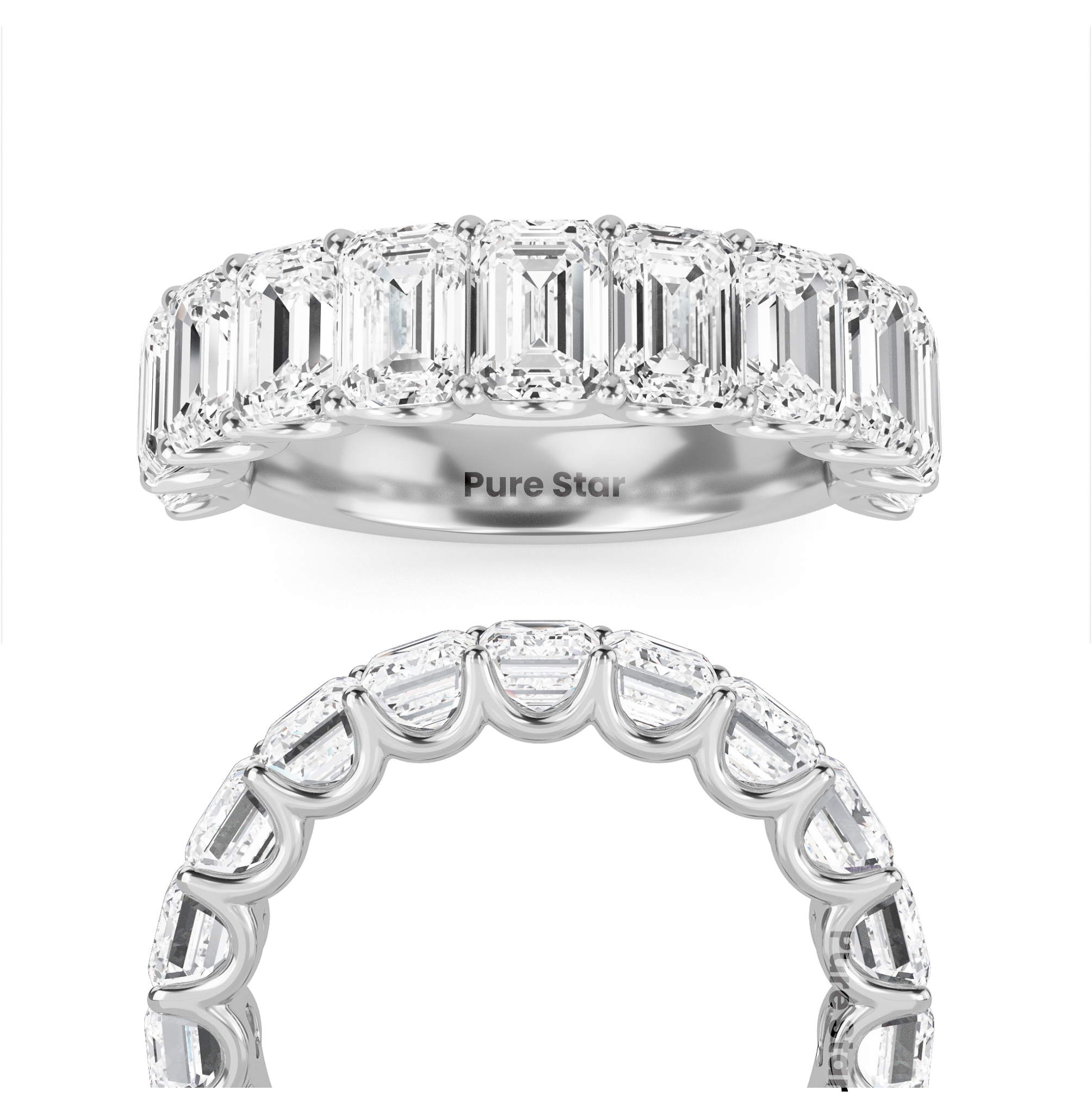 Alani Emerald Lab Grown Eternity Band 4.9mm*3.6mm 18K White Gold-purestarjewelry