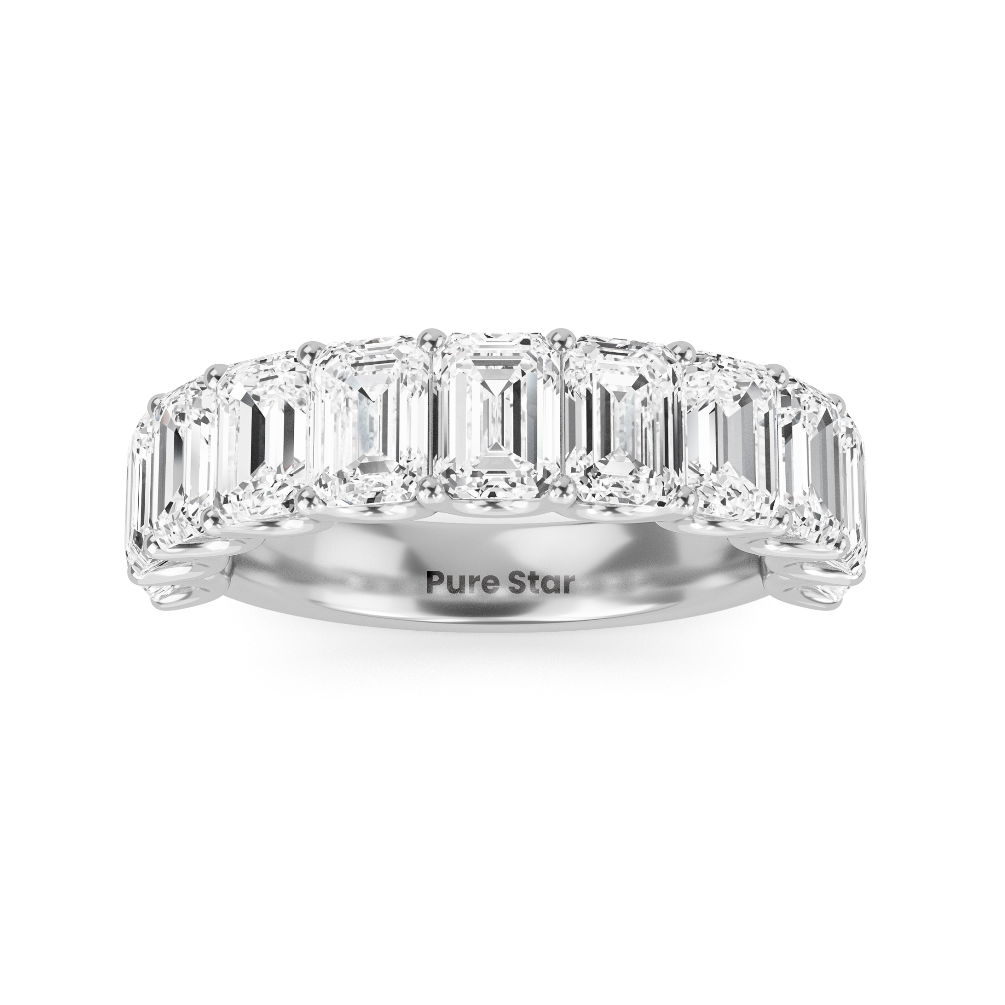 Alani Emerald Lab Grown Eternity Band 4.9mm*3.6mm 18K White Gold-purestarjewelry