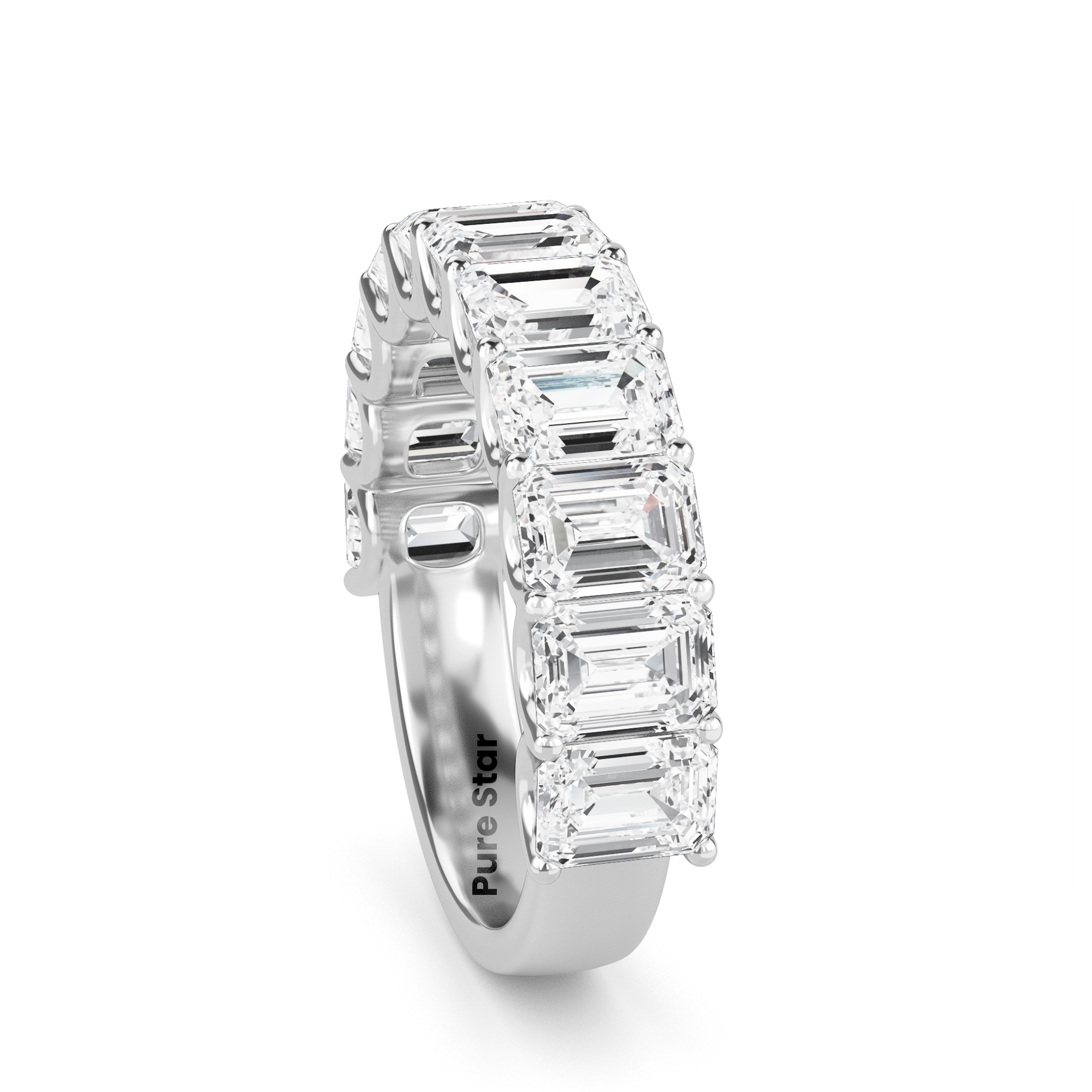 Alani Emerald Lab Grown Eternity Band 4.9mm*3.6mm 18K White Gold-purestarjewelry