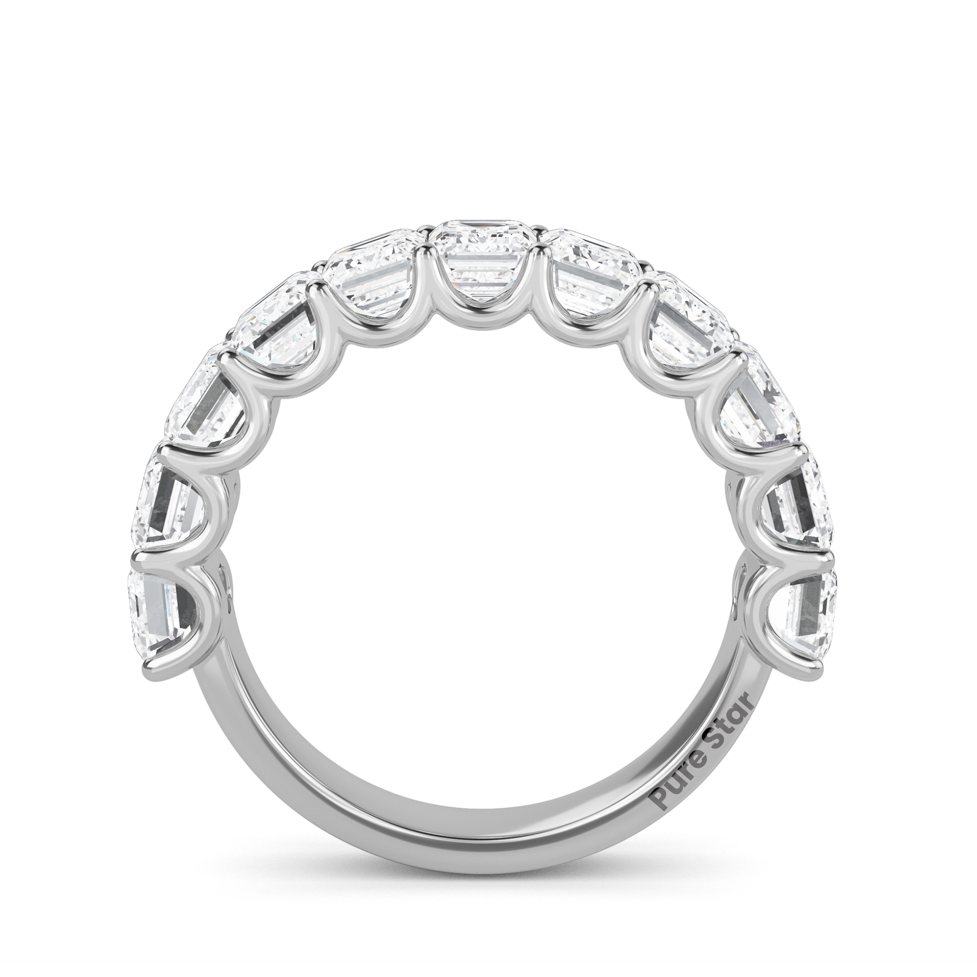 Alani Emerald Lab Grown Eternity Band 4.9mm*3.6mm 18K White Gold-purestarjewelry