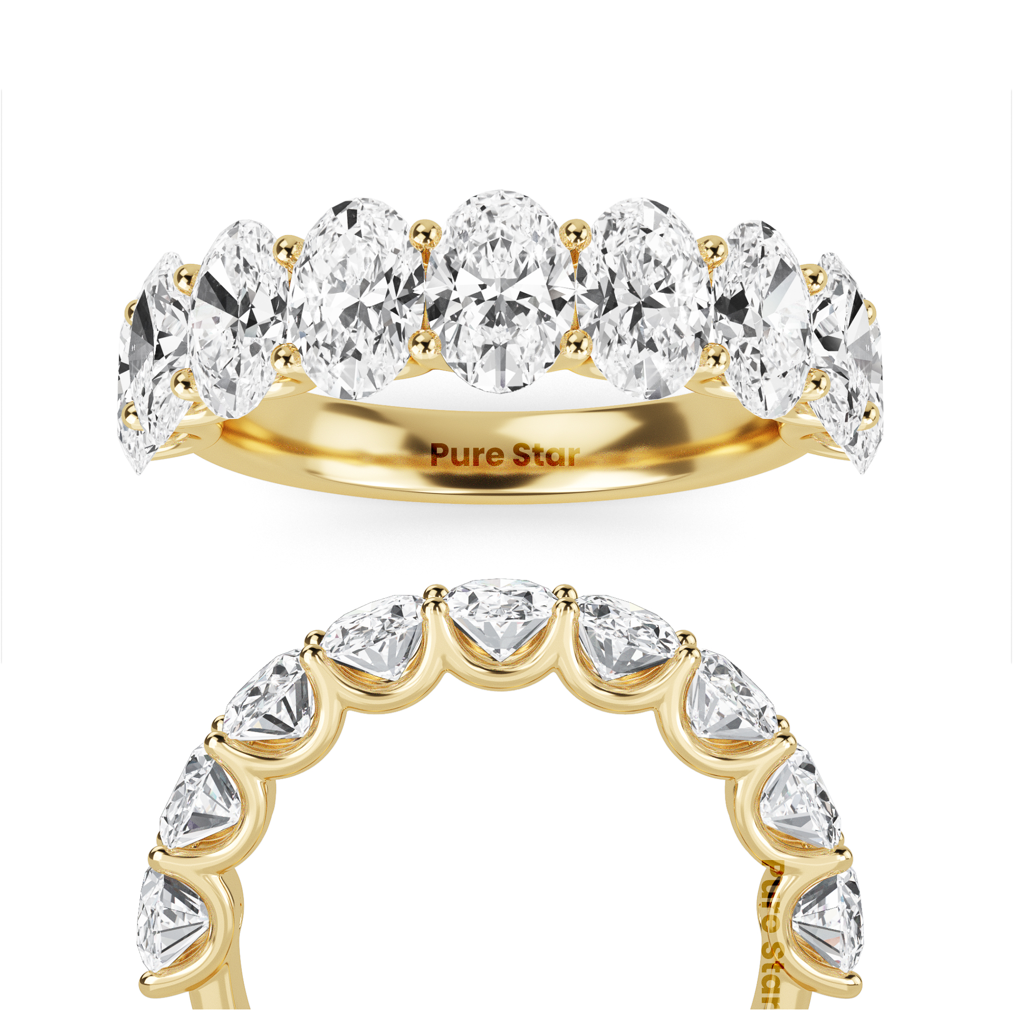 Shira Oval Lab Grown  Eternity Band 5.80mm*4.15mm 18K Yellow Gold-purestarjewelry
