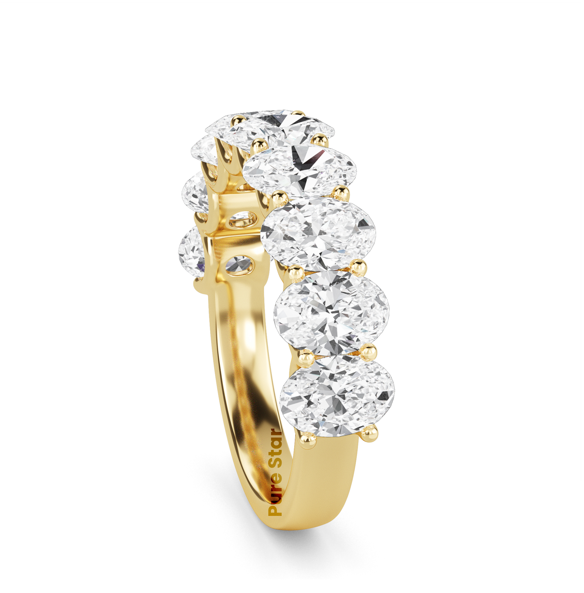 Shira Oval Lab Grown  Eternity Band 5.80mm*4.15mm 18K Yellow Gold-purestarjewelry