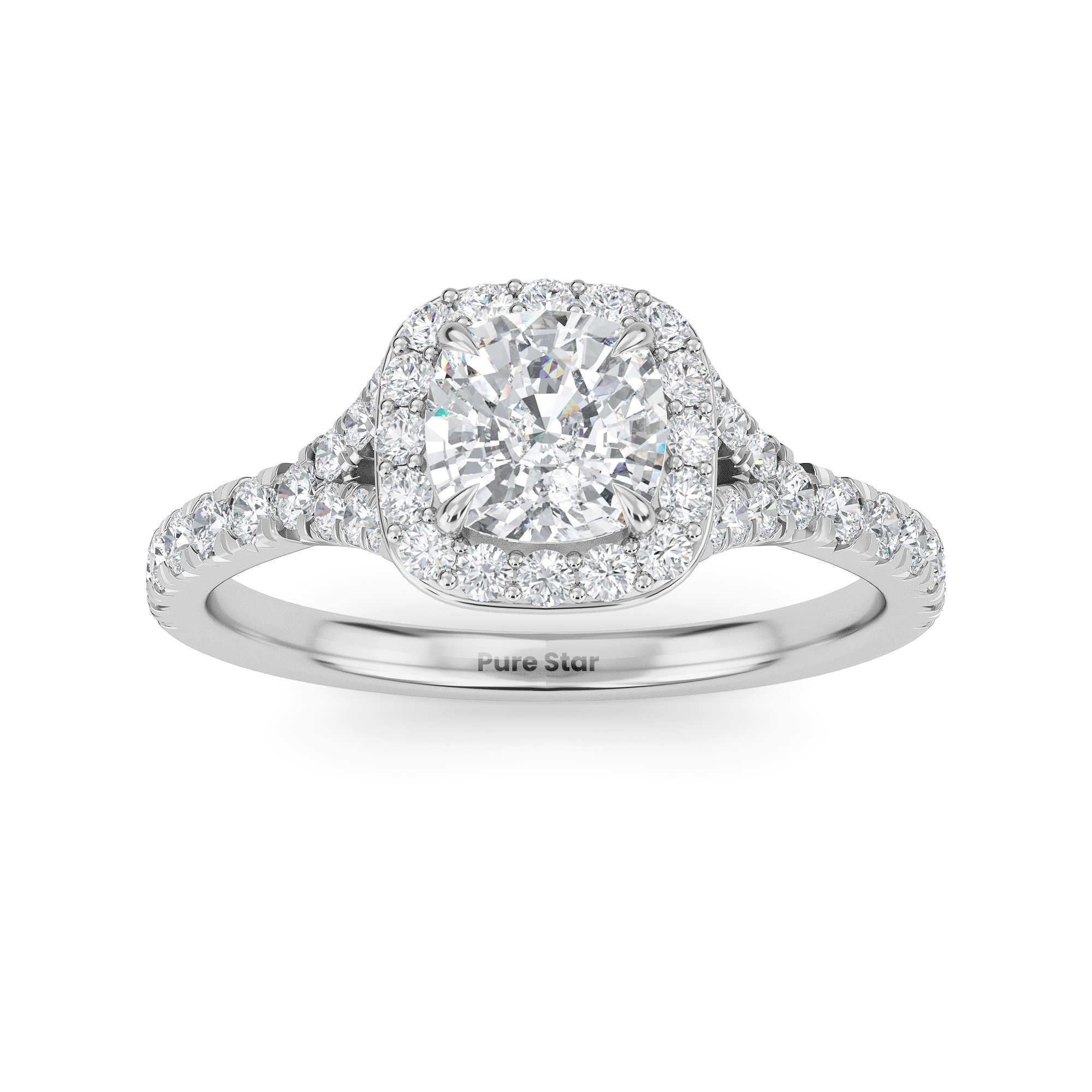 Caroline Cushion Lab Grown Ring 2CT 18K White Gold-purestarjewelry