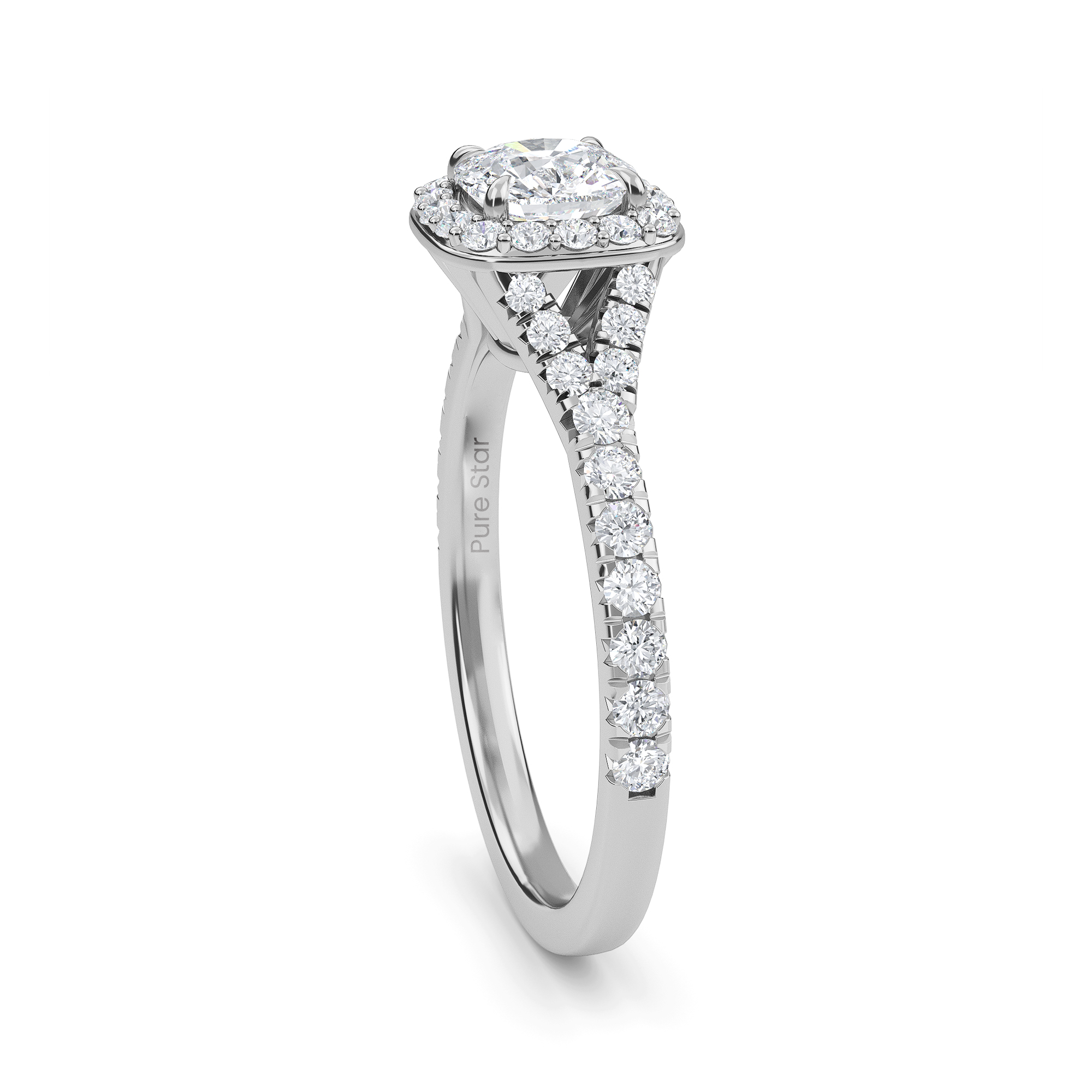 Caroline Cushion Lab Grown Ring 2CT 18K White Gold-purestarjewelry