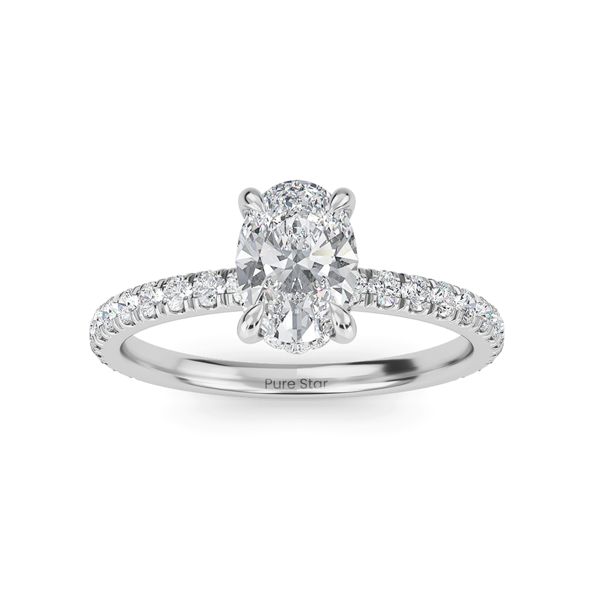 Ava Oval Lab Grown  Ring 2CT 18K White Gold-purestarjewelry