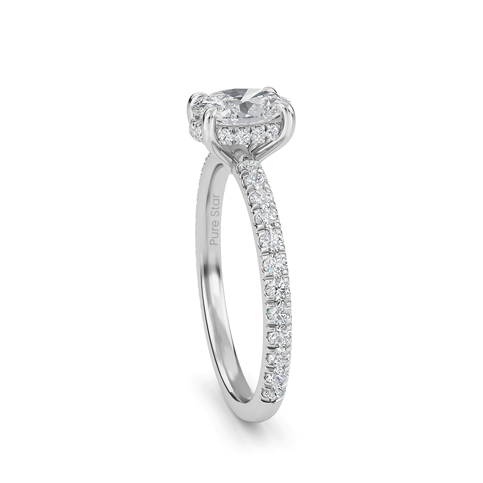 Ava Oval Lab Grown  Ring 2CT 18K White Gold-purestarjewelry